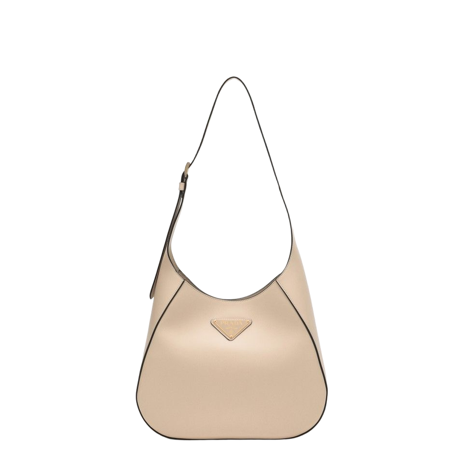 Travertine-Coloured Leather Shoulder Bag