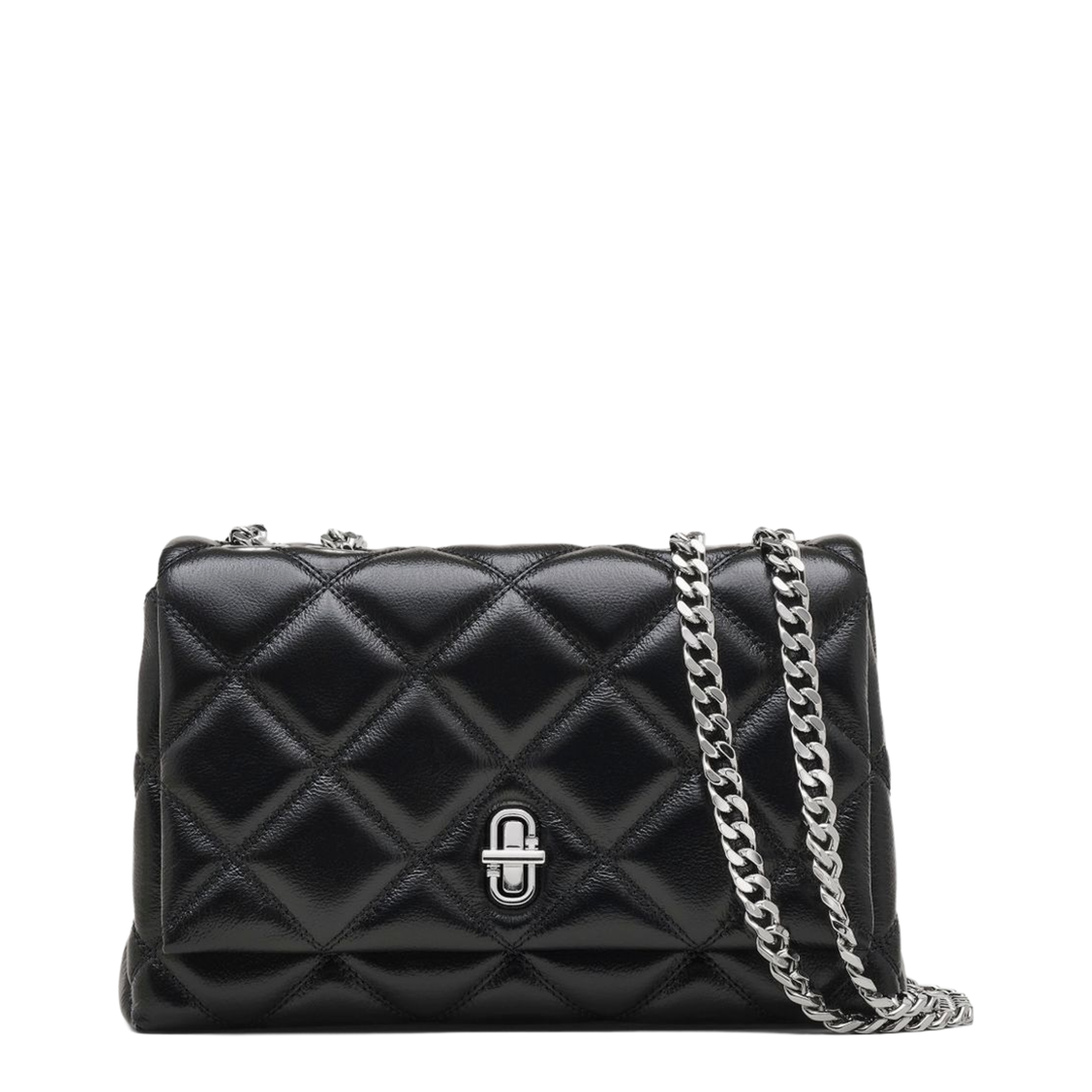 Slim Dual Convertible Leather Shoulder Bag - Black