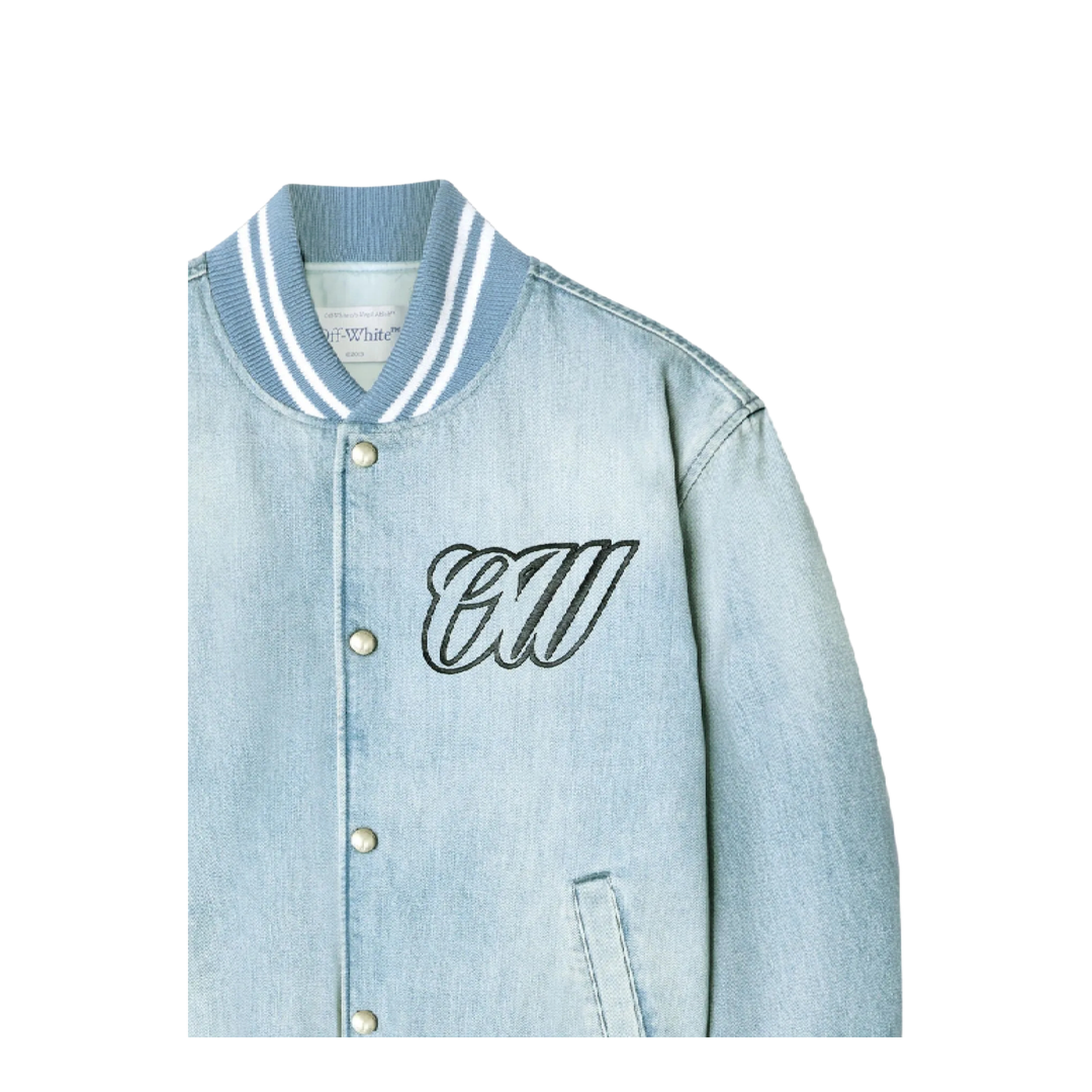Full Denim Varsity Jacket Bleach