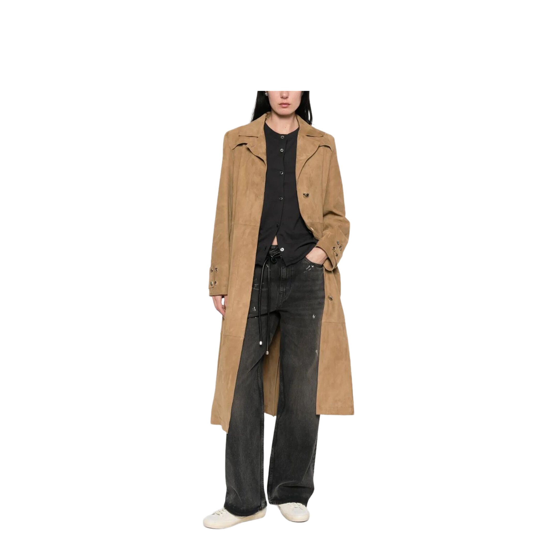 MAYFEYR - Golden Goose - Waxed Treatment With Lived-In Effect Suede Trench Coat - GWP02565P002303