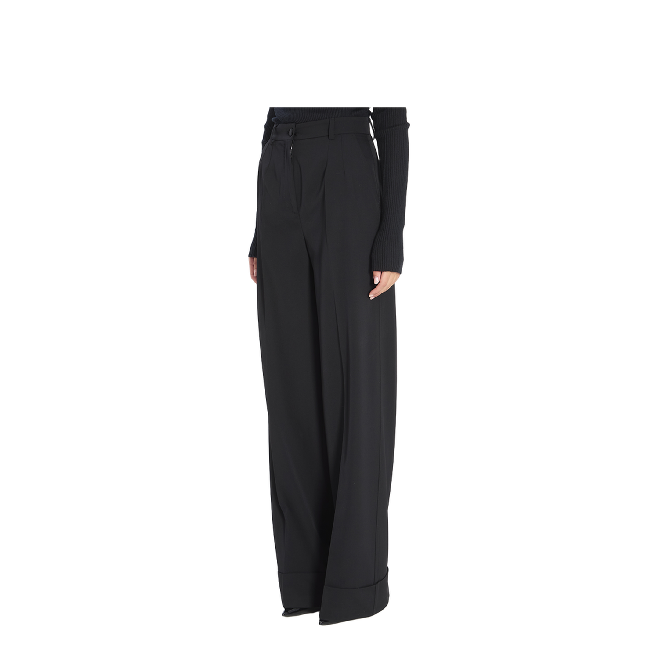 Bi-stretch Wool Trousers in Black