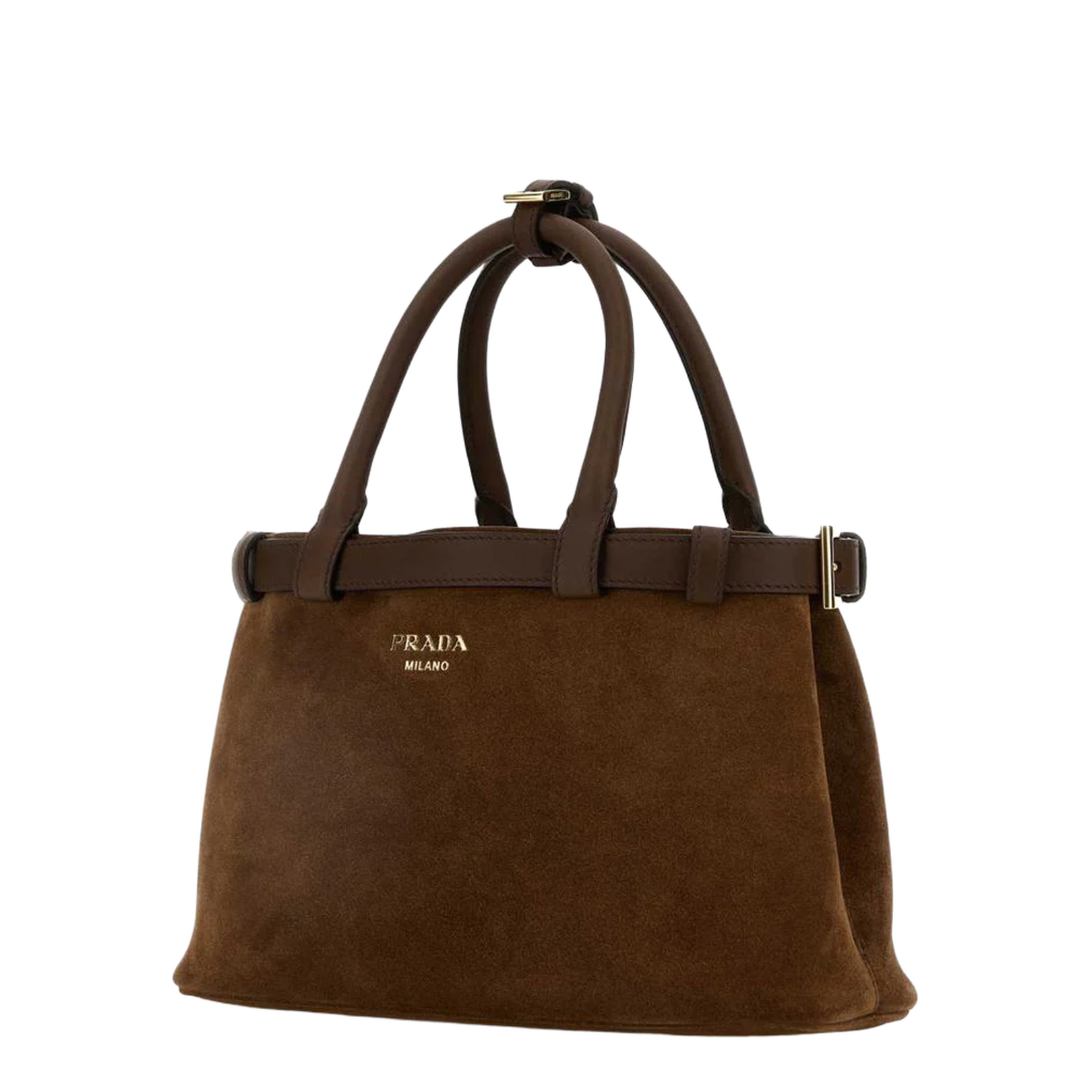 Brown Suede Buckle Handbag