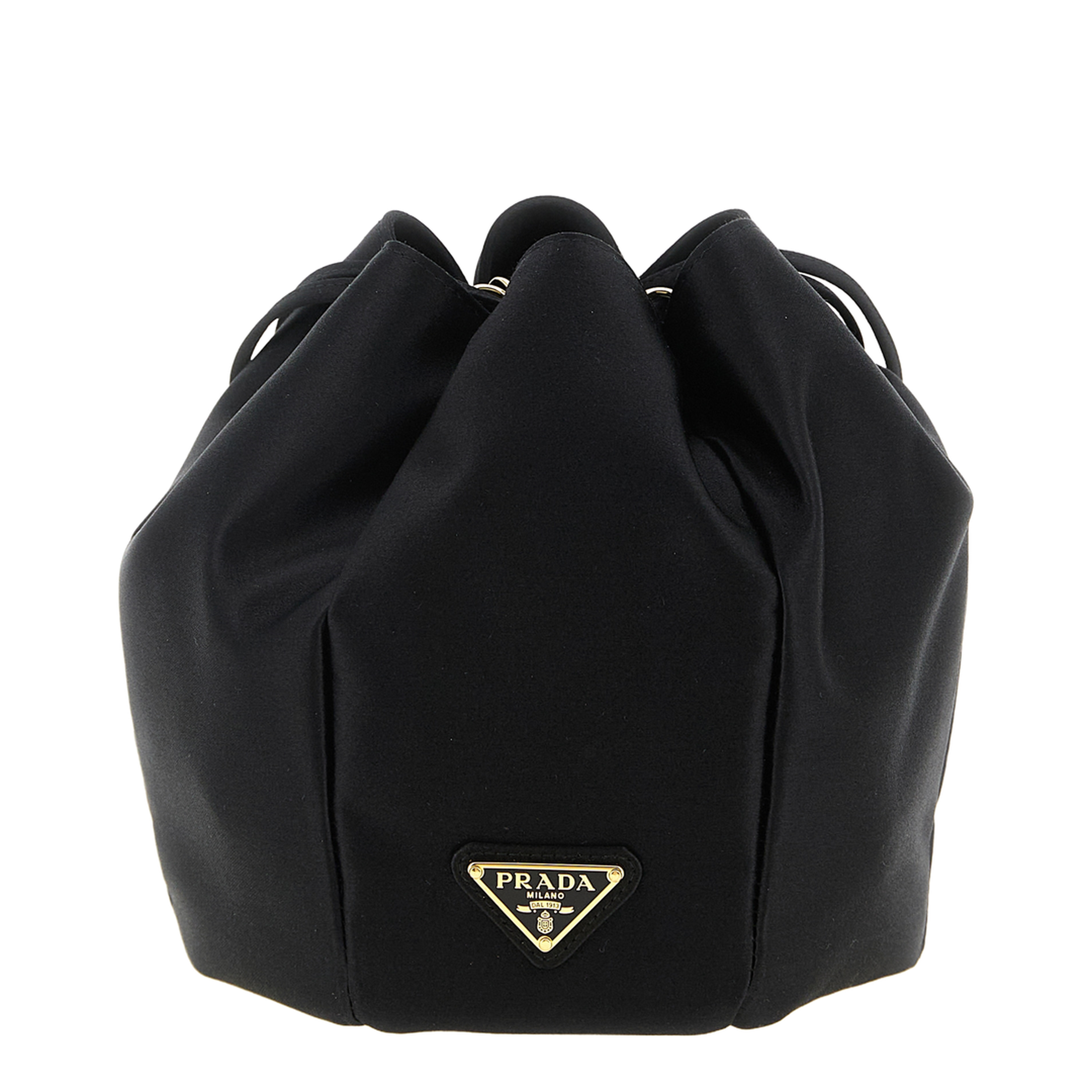 Mini Satin Bucket Bag - Black