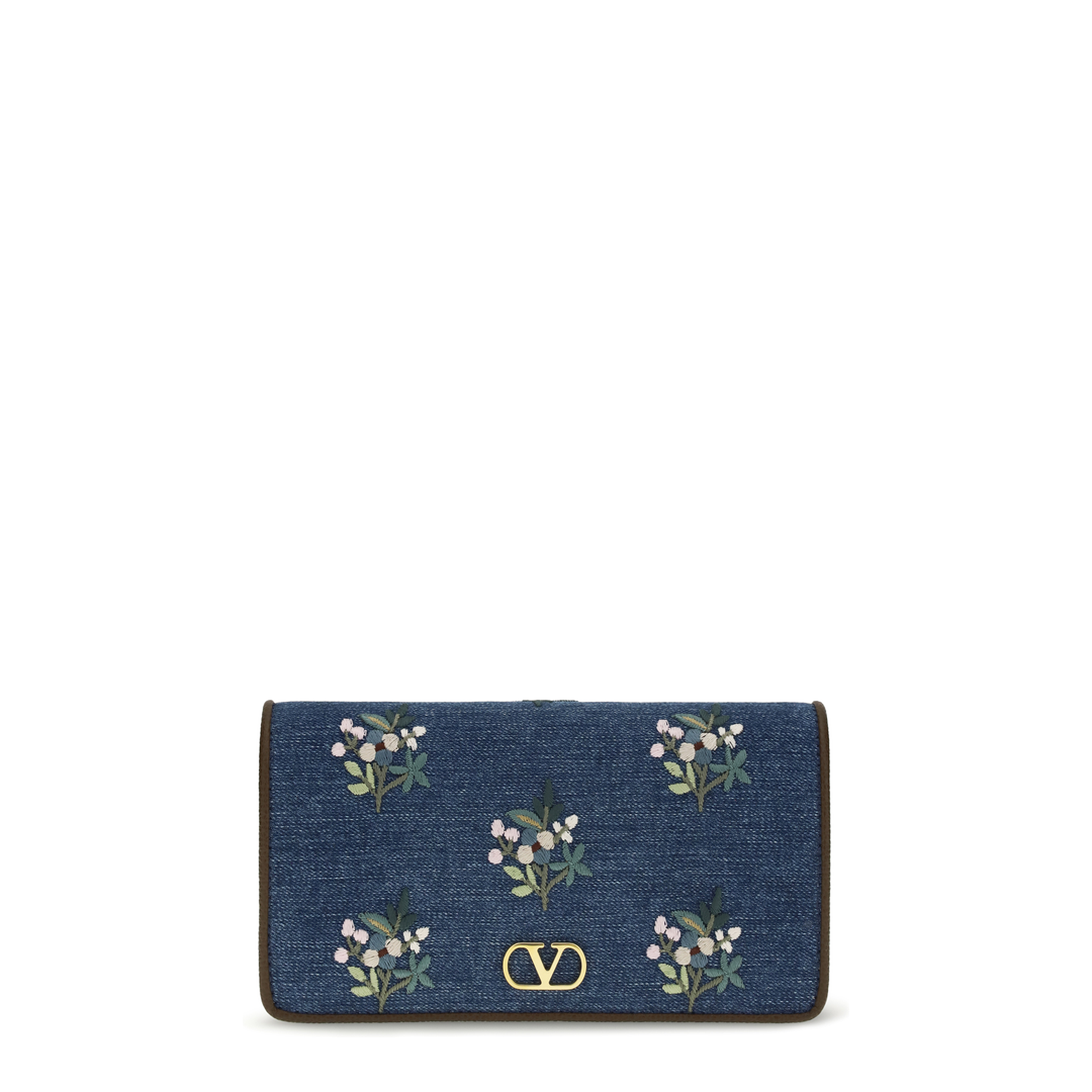 MAYFEYR - Valentino - Mini Vlogo Signature Shoulder Bag In Denim With Floral Embroidery - 8W0P0AY5MDU