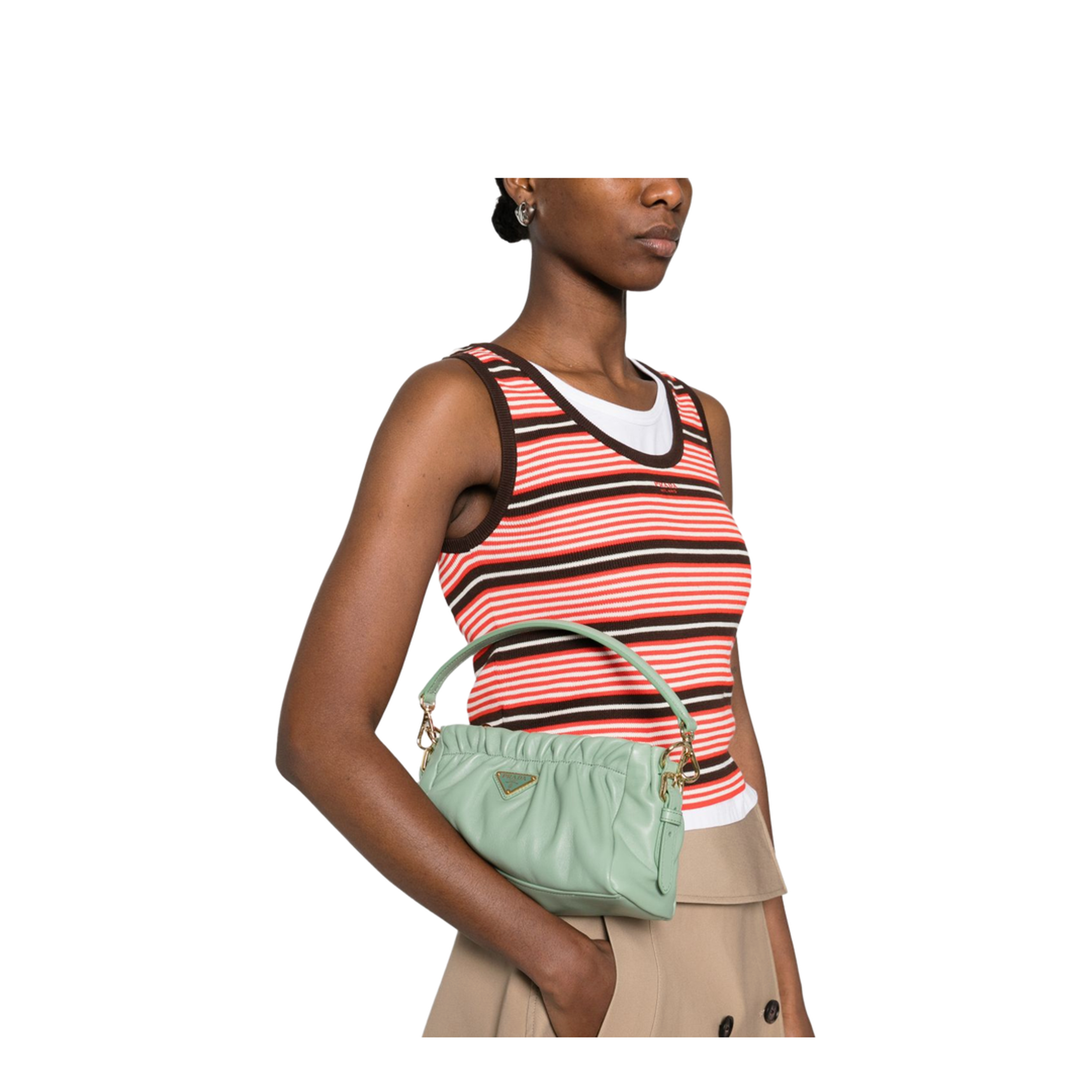 Gathered Nappa Handbag - Acquamarina