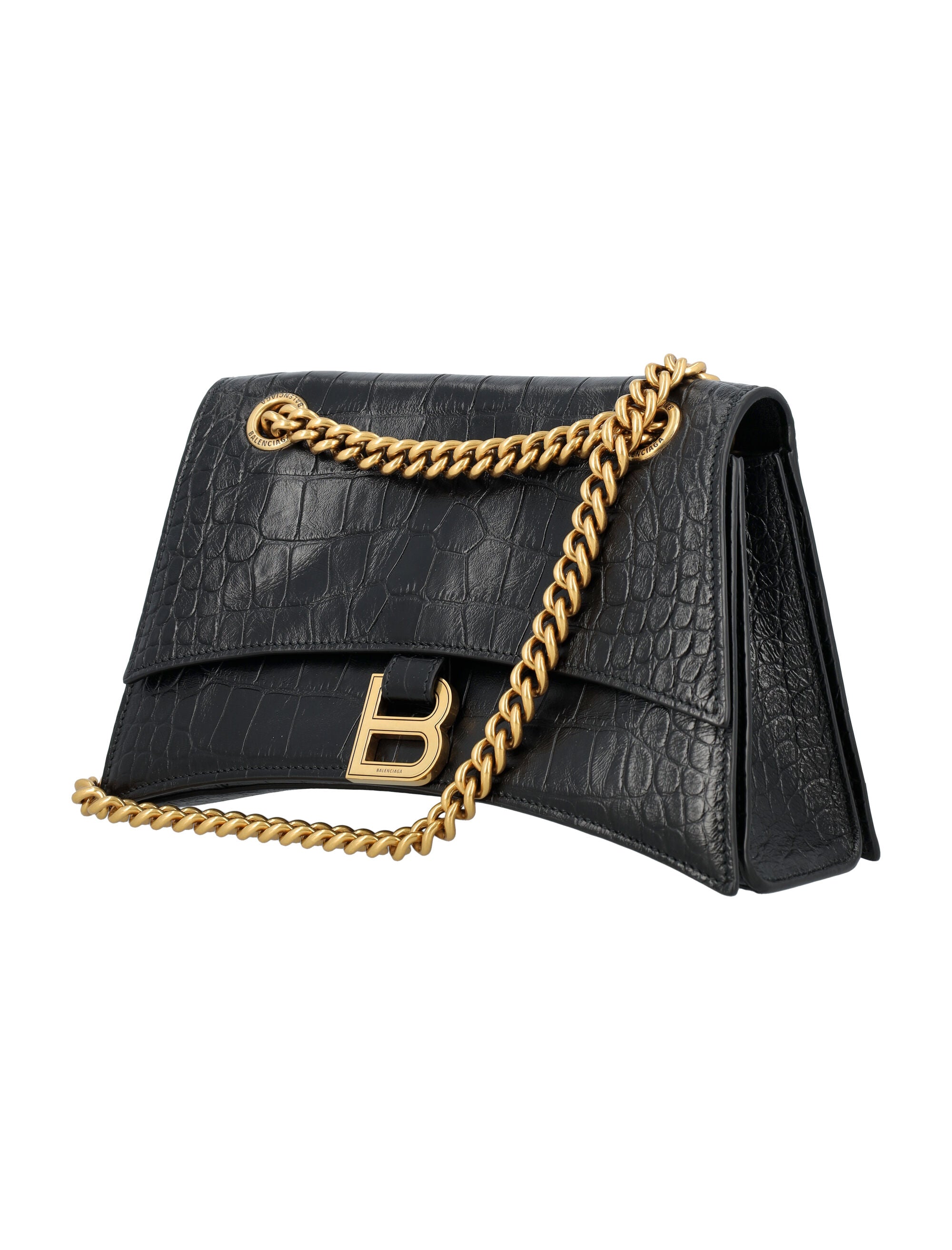 Crush Small Chain Bag Crocodile Embossed In Black