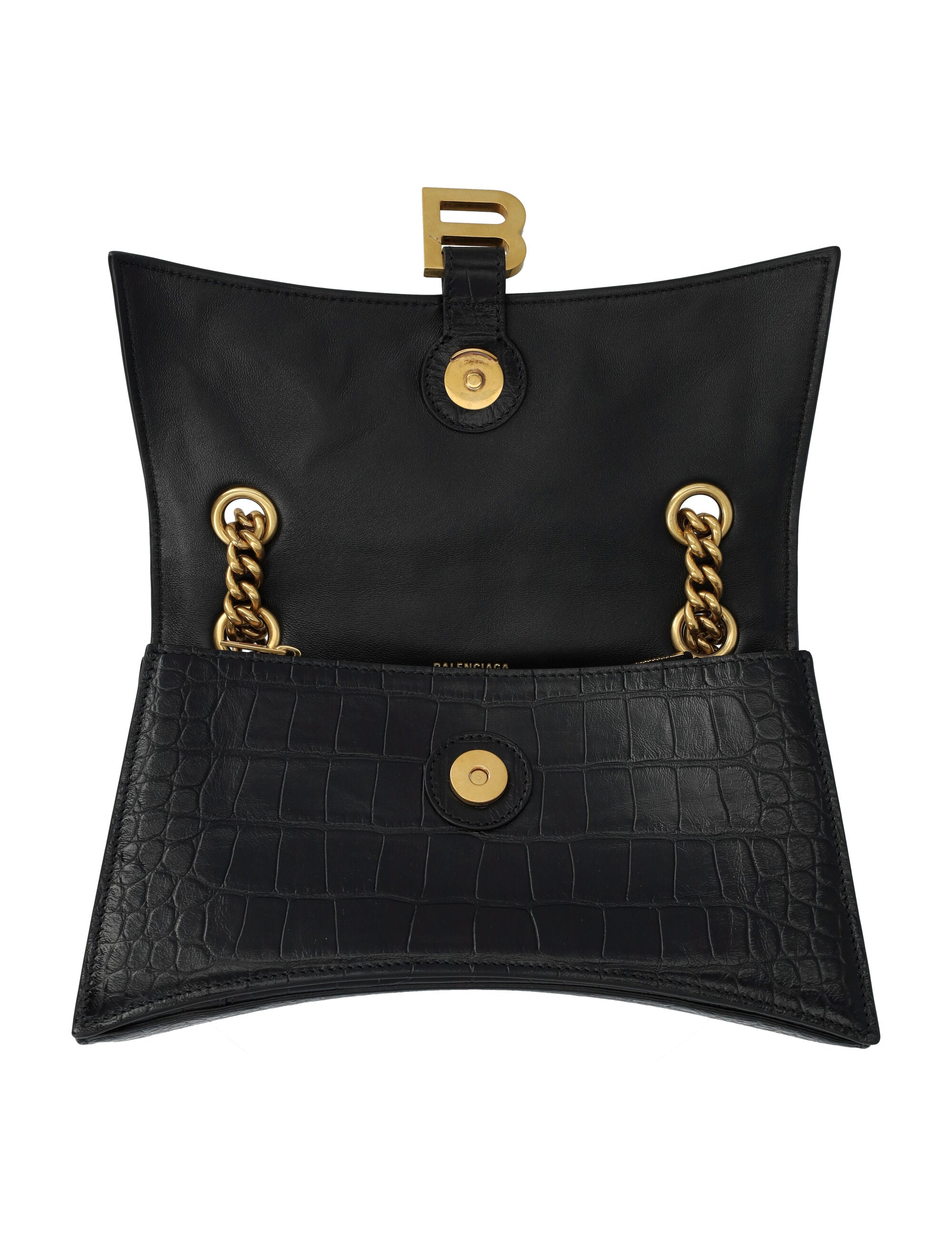Crush Small Chain Bag Crocodile Embossed In Black