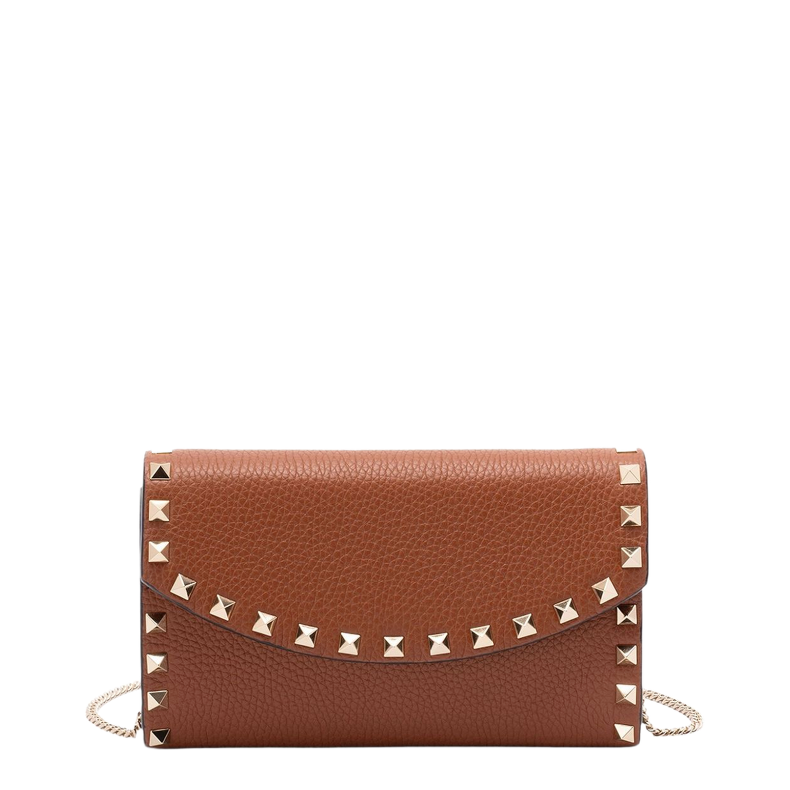 Rockstud Leather Wallet on Chain