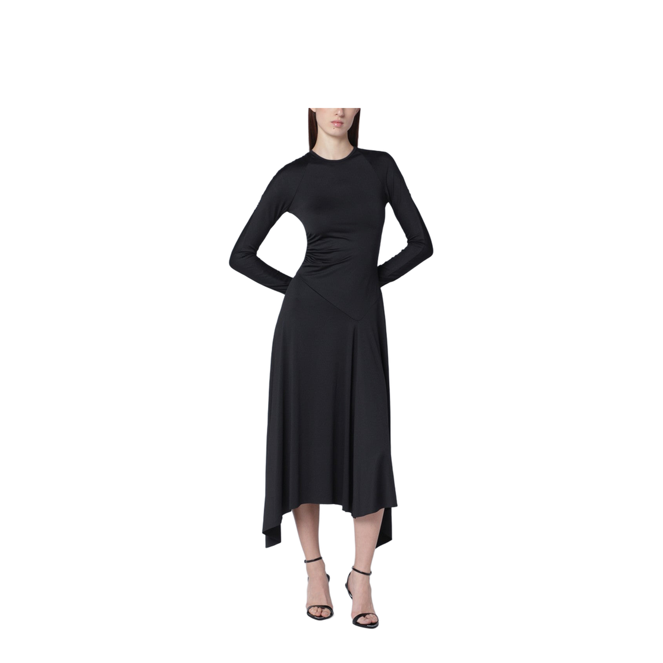 Black Asymmetric Midi Dress