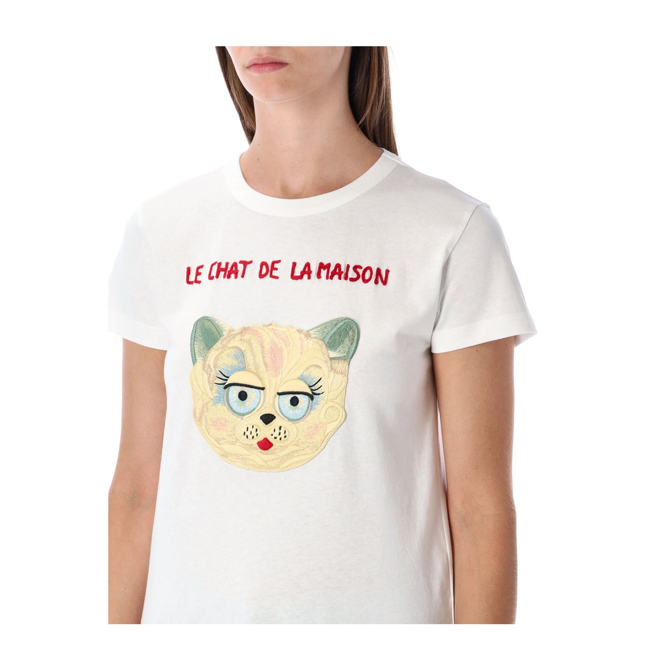 Le Chat De La Maison Jersey T-Shirt White
