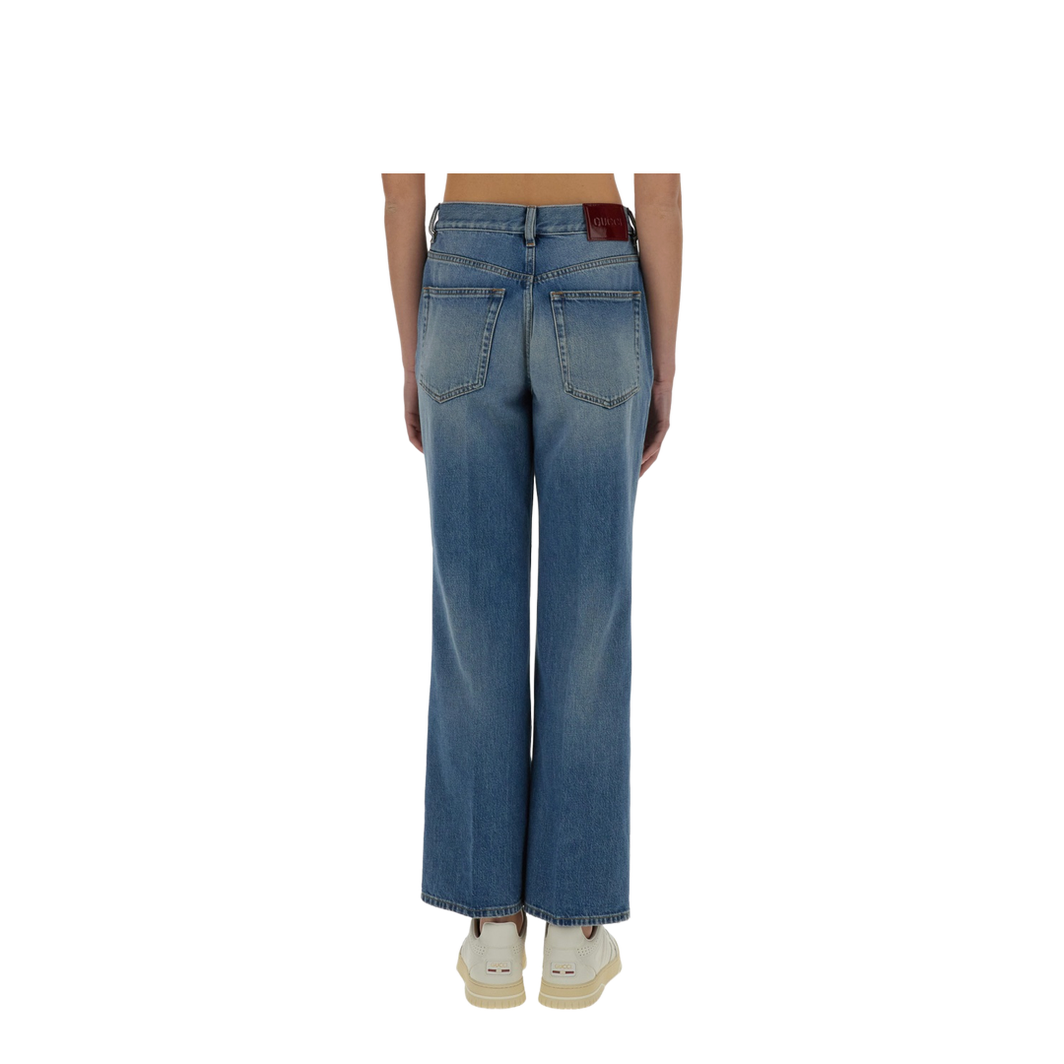 Denim Pants with Logo Label