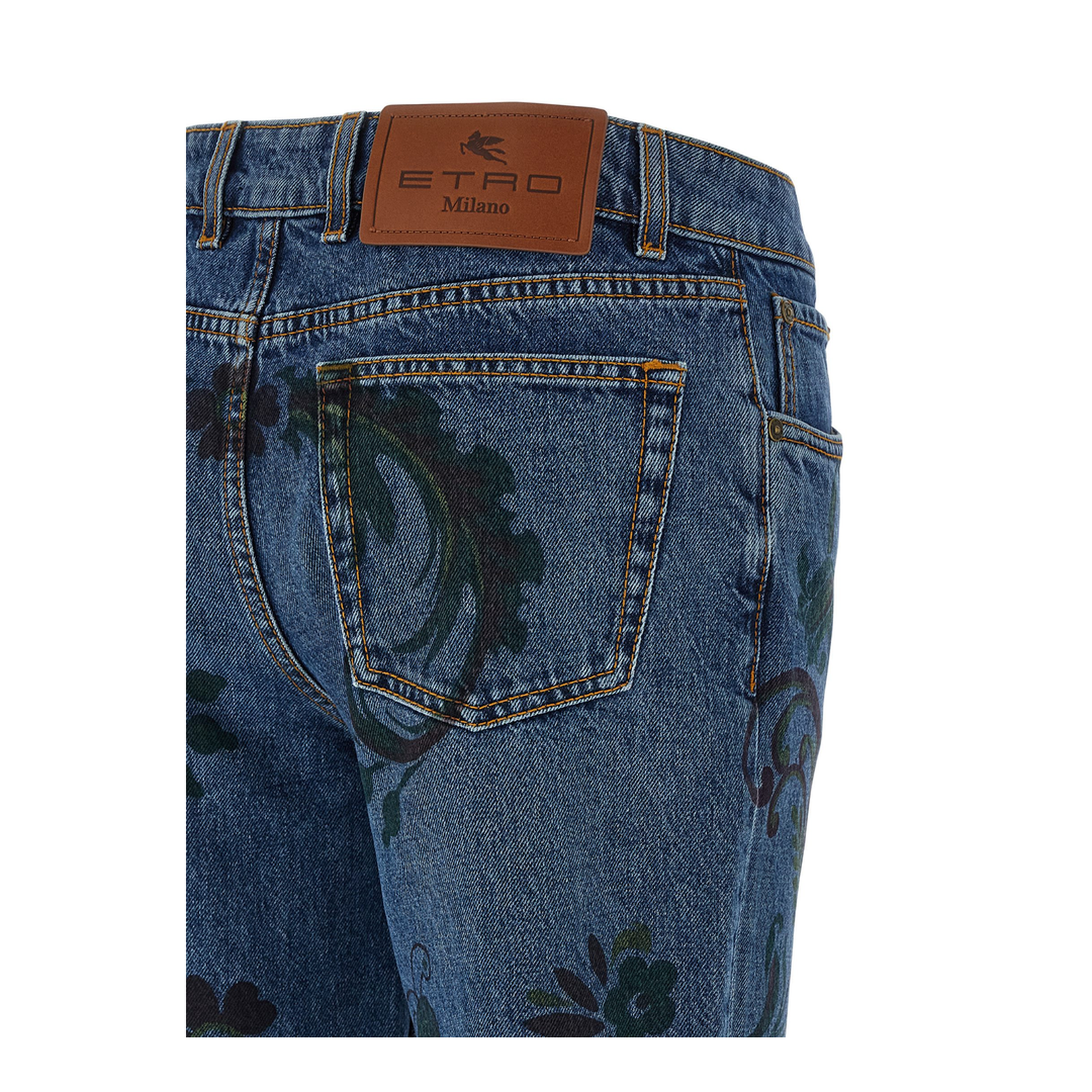 Flared Jeans with Flower and Bee Print
