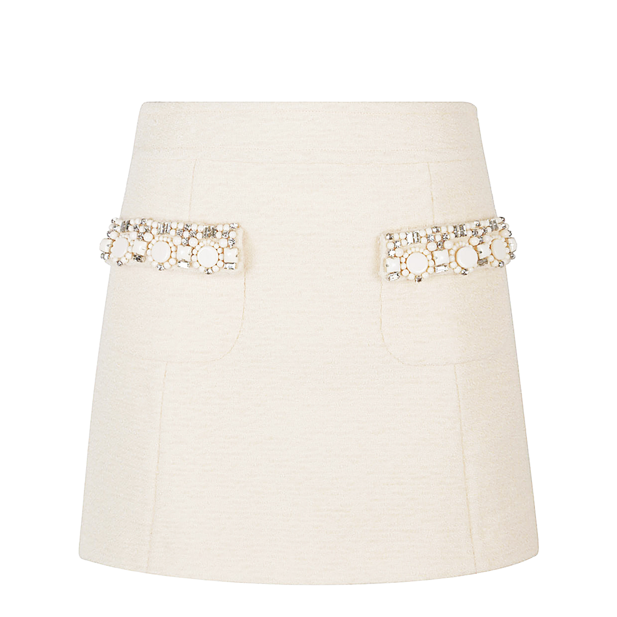 Embroidered Mini Skirt in Bouclette Natté