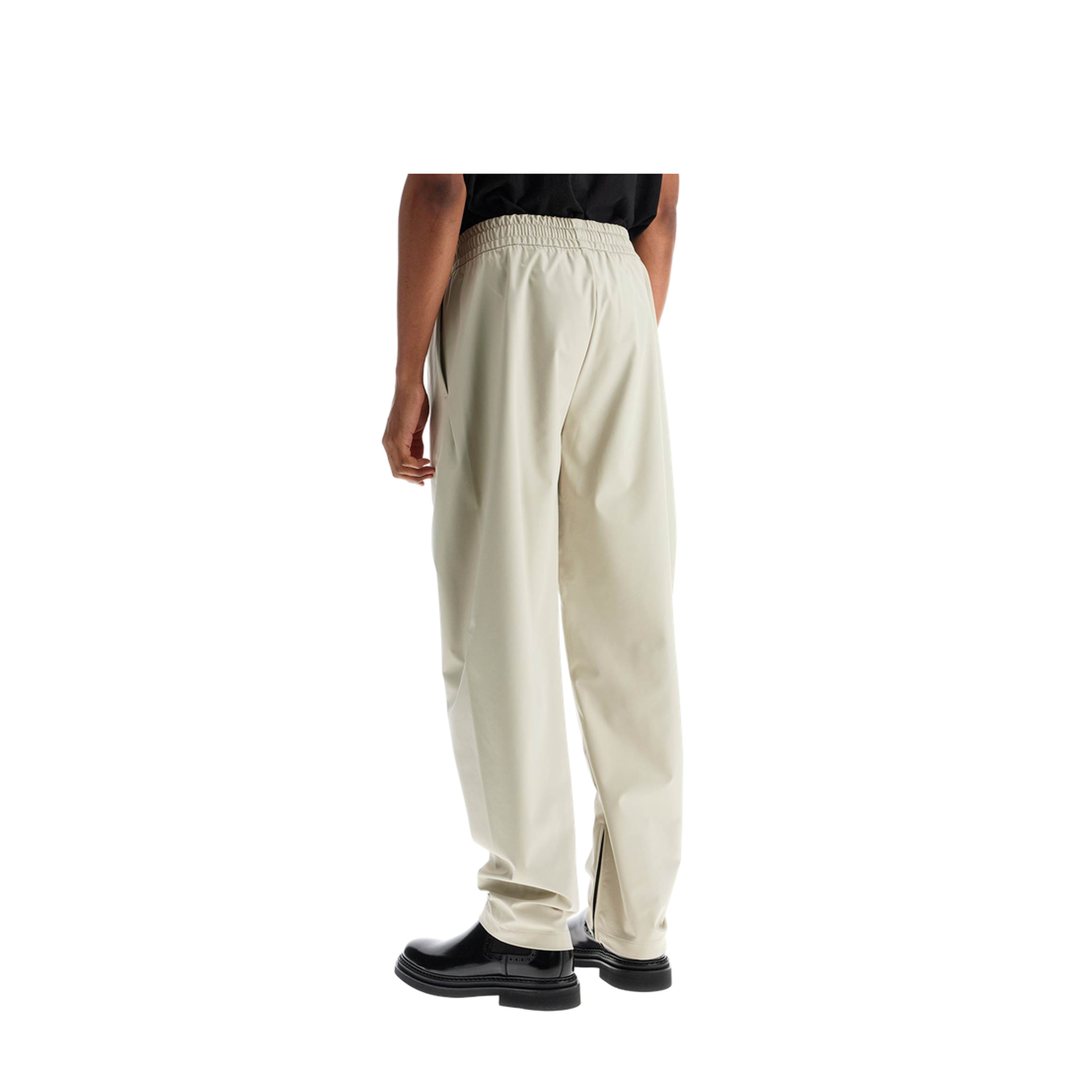wide leg nylon track pants in cement