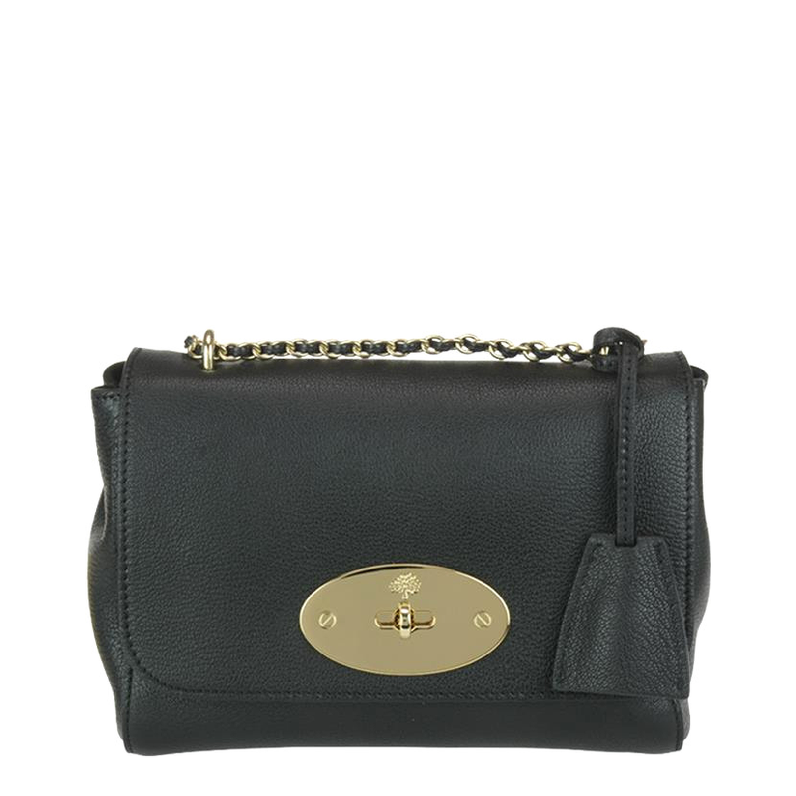 Lily Black Shoulder Bag with Twist Lock Closure