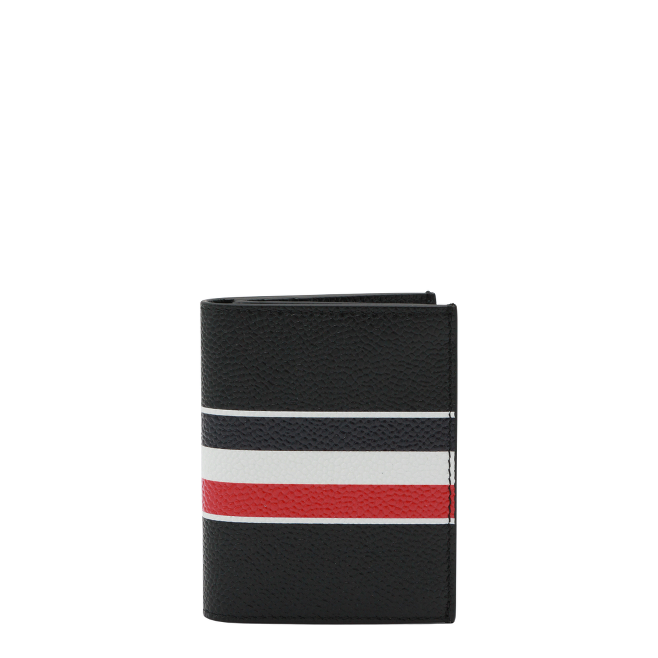 MAYFEYR - Thom Browne - Double Card Holder With Rwb Stripe In Pebble Grain Leather - UAW089A00198001
