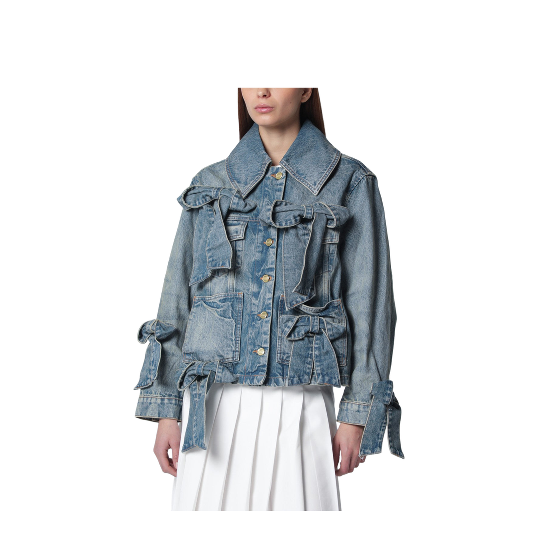 Denim Jacket with Bows