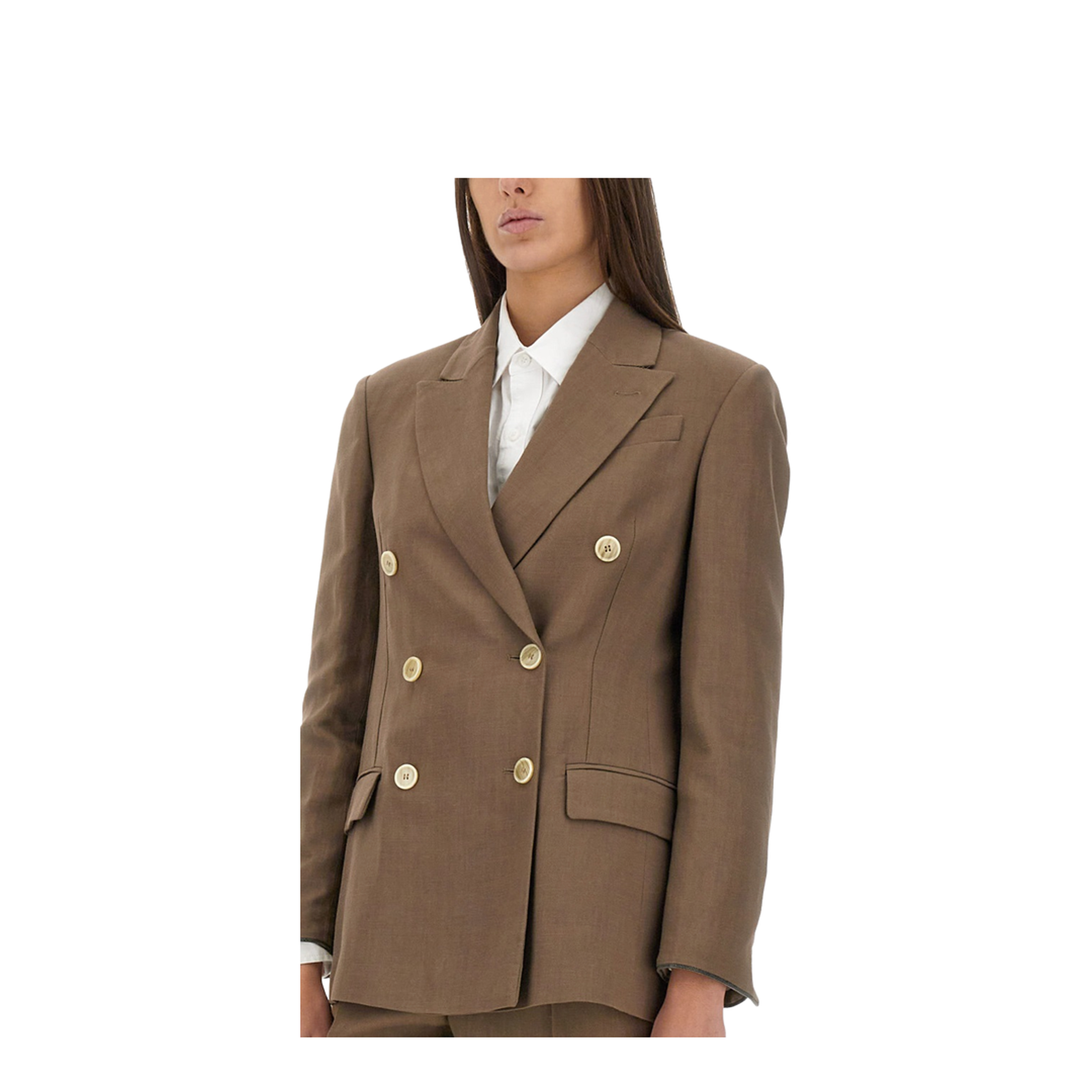 Linen Blend Double-Breasted Jacket