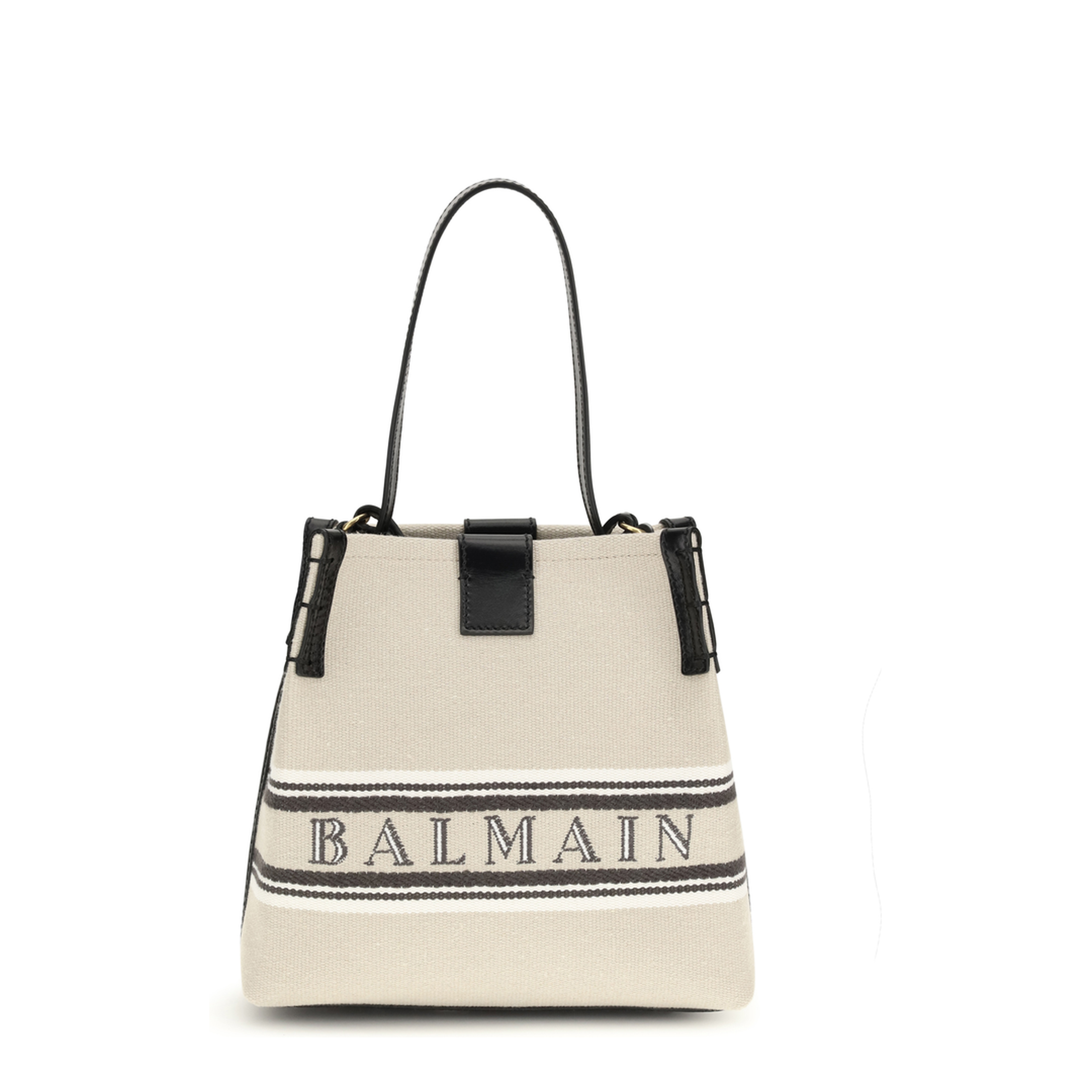 MAYFEYR - Balmain - Release Bucket Bag In Canvas And Leather - GN1CA032TJBR