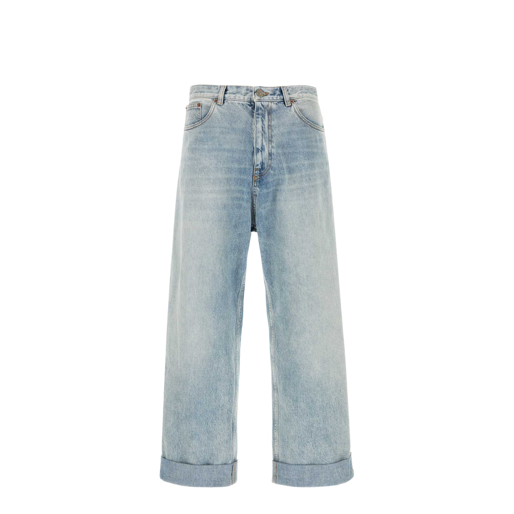 Blue Denim Wide Leg Jeans