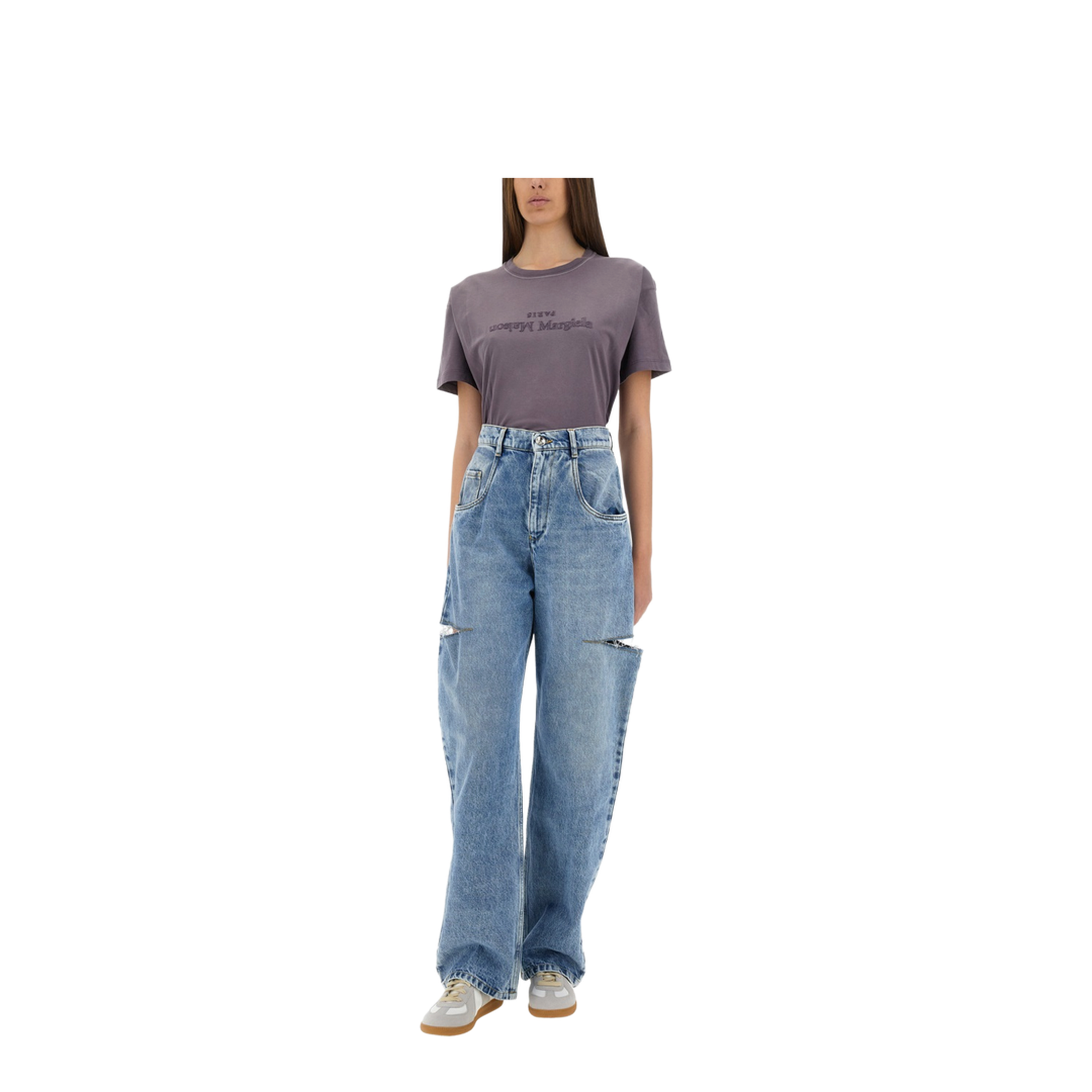 Denim Jeans with Slash Details