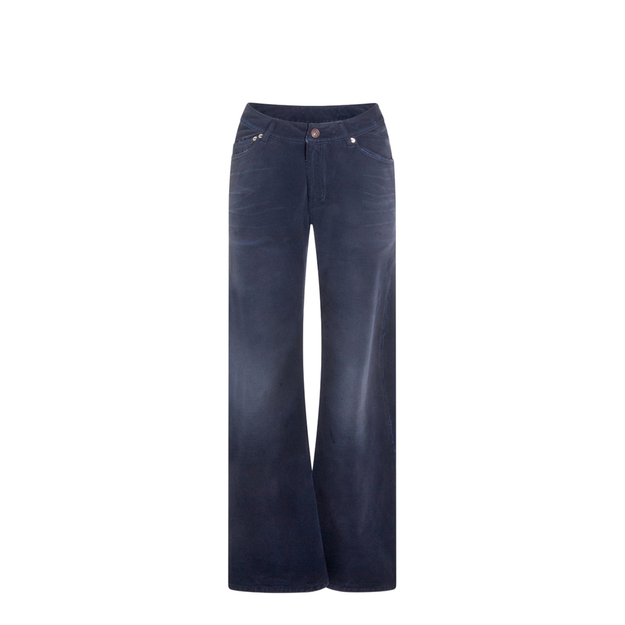 Curved Waist Pants in Navy/Dirty Dark