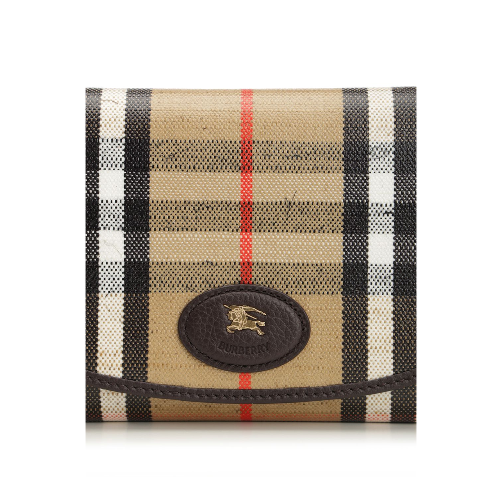 Waxed Canvas Shoulder Bag with Check Motif