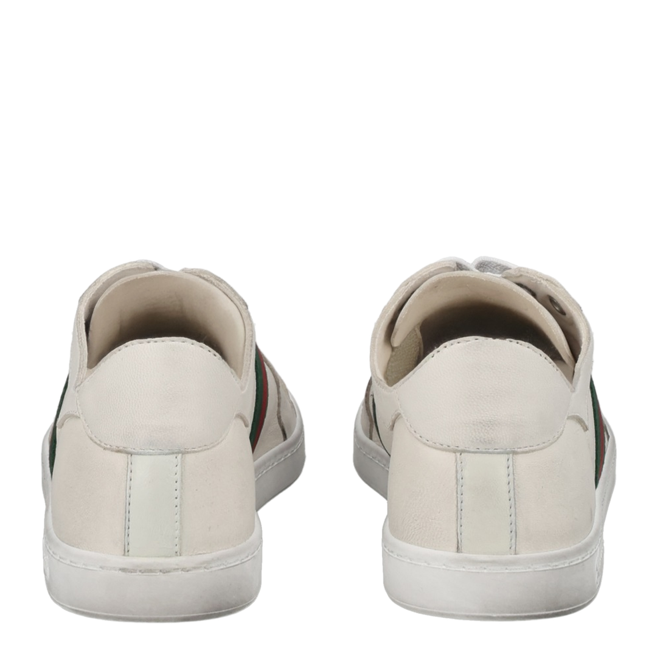 Stretch Low-Top Trainer in White Leather