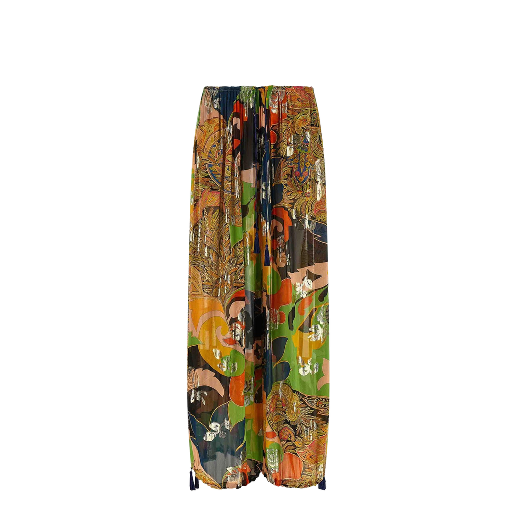 Paisley Print Palazzo Pants - Multicolor