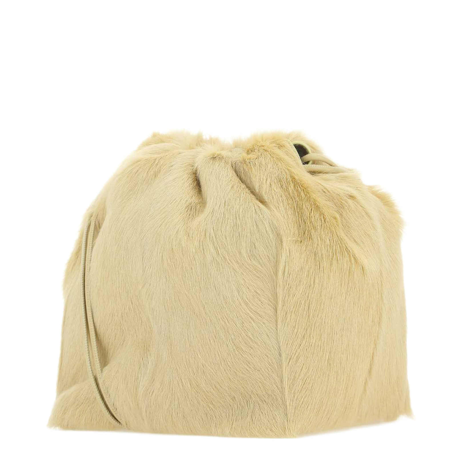 Cream Fur Dumpling Bucket Bag