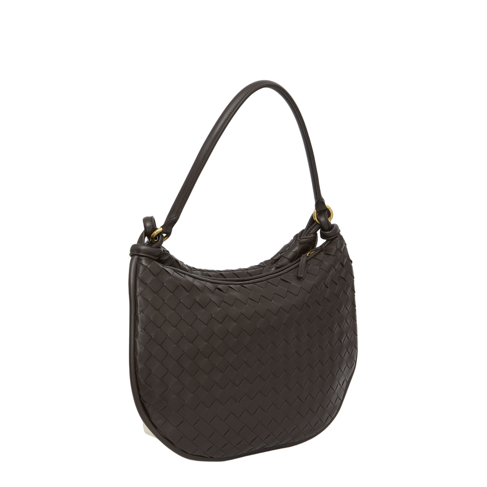 Intrecciato Large Leather Shoulder Bags - Brown