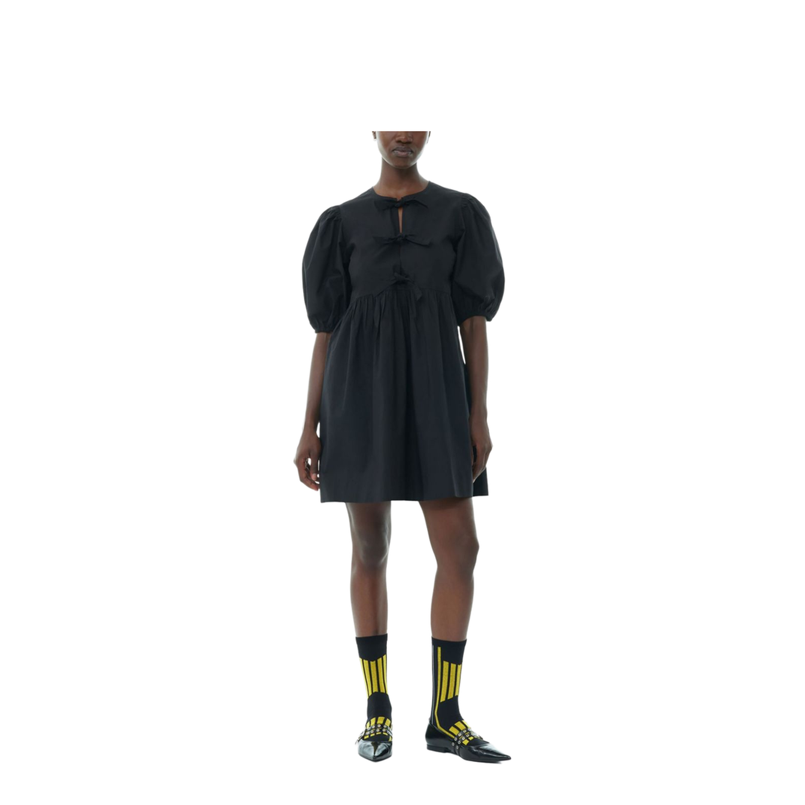 Tie String Poplin Mini Dress
