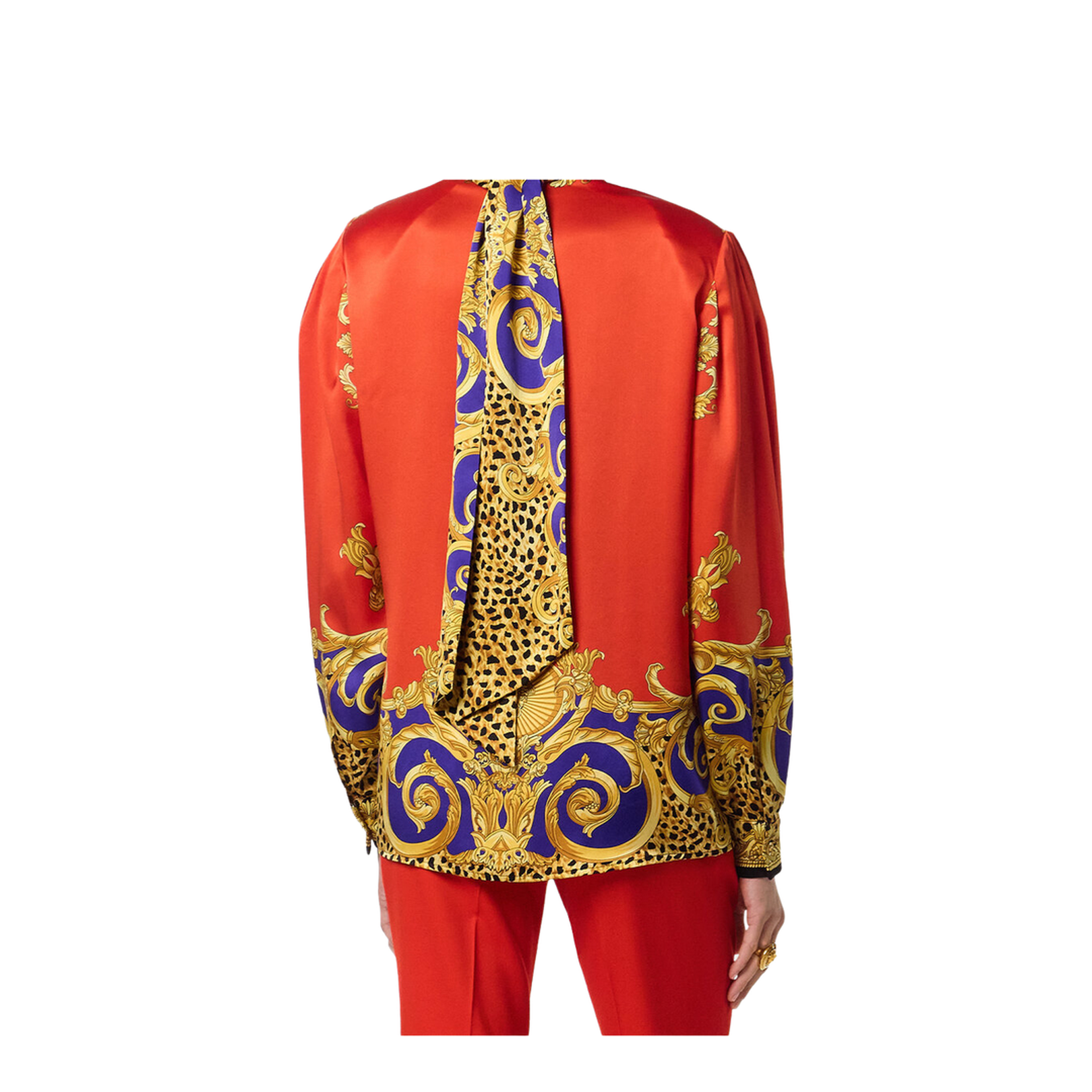 Cheetah Barocco Silk Lavallière Shirt