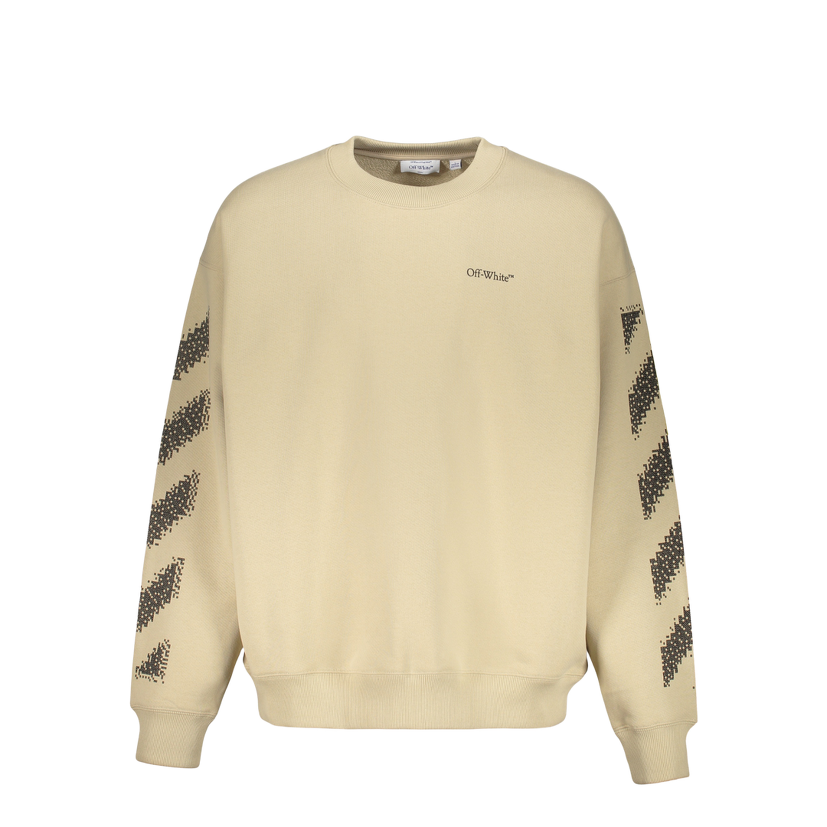 Beige Sweatshirt With Diagonal Stripes