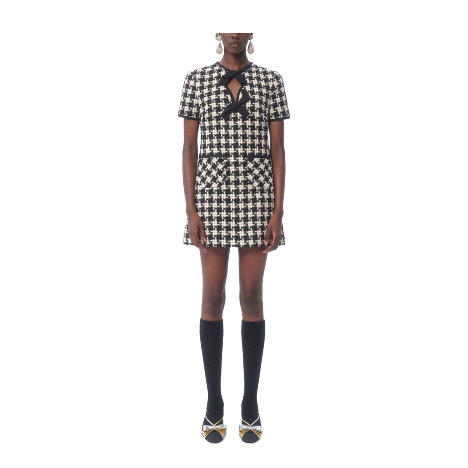Ivory Silk Geometric-Pattern Dress