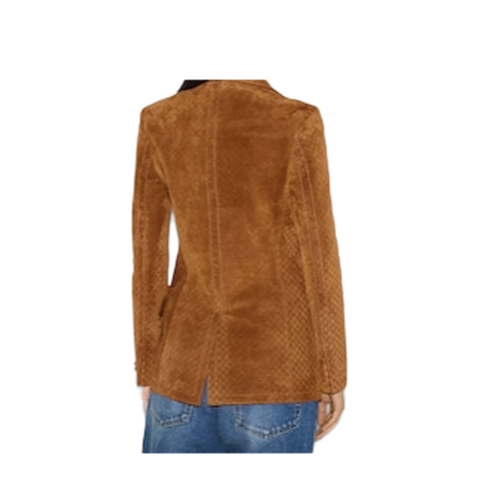 Suede Double-Breasted Jacket in Brown