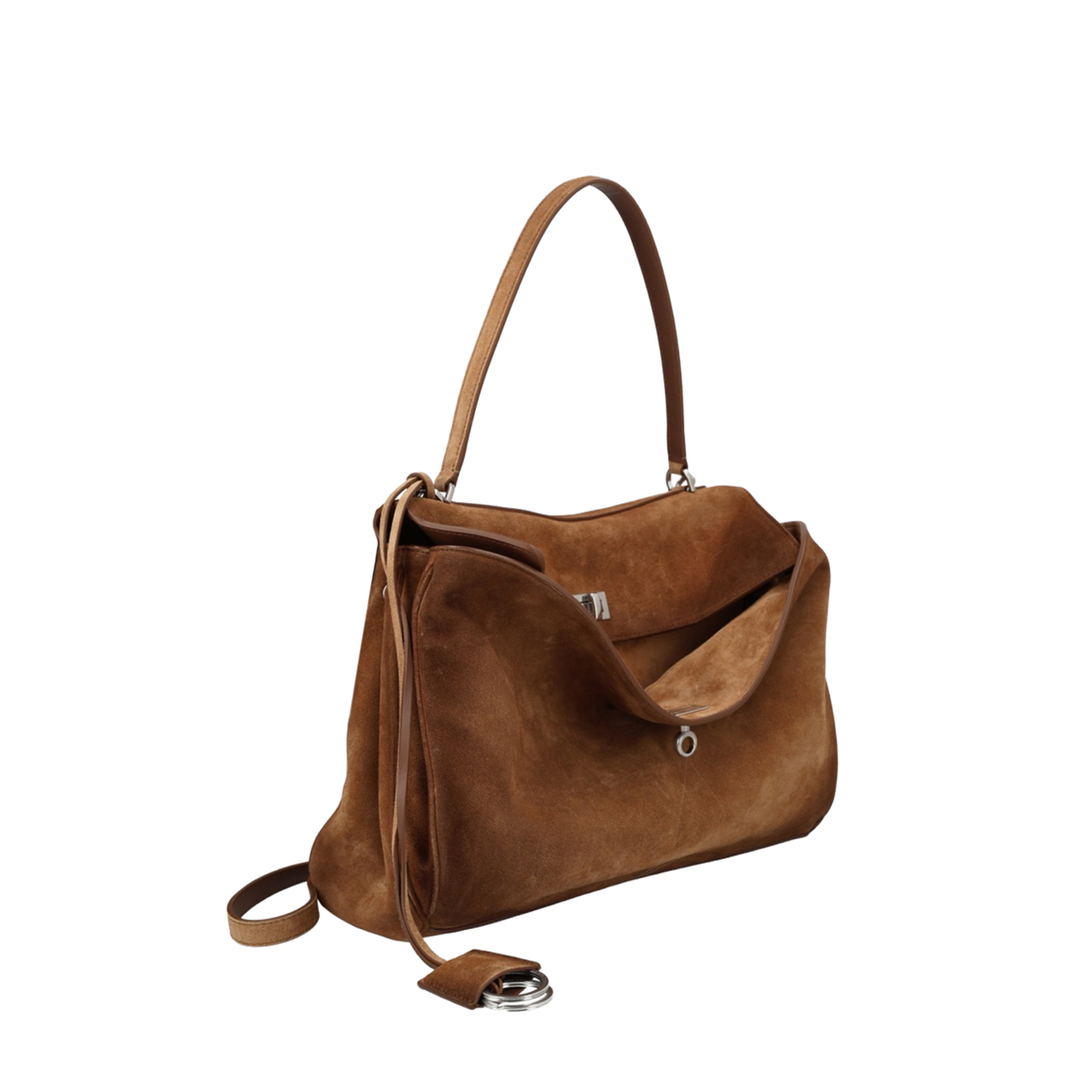 Rodeo Medium Waxed Suede Calfskin Handbag - Camel