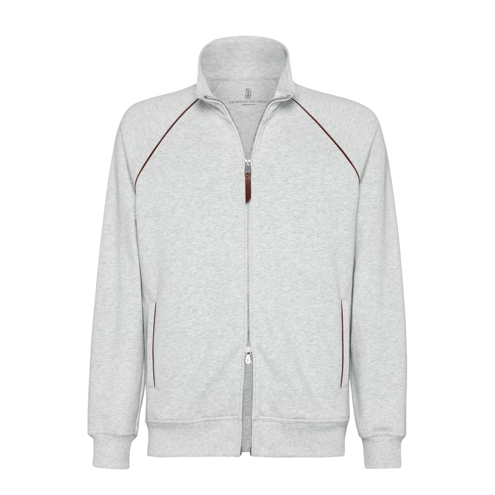 Zipped Cotton Sweatshirt - Grey
