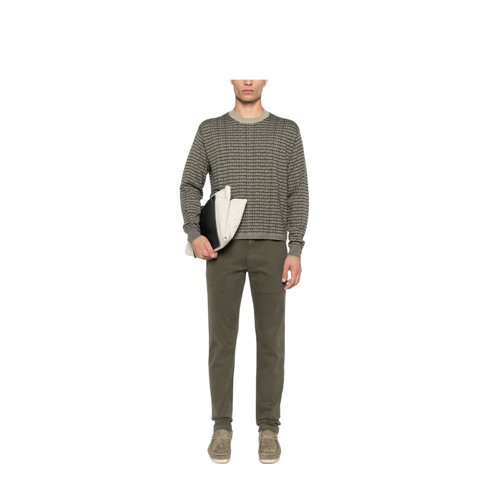 Virgin-Wool Jumper with All-Over Jacquard Signature Logo