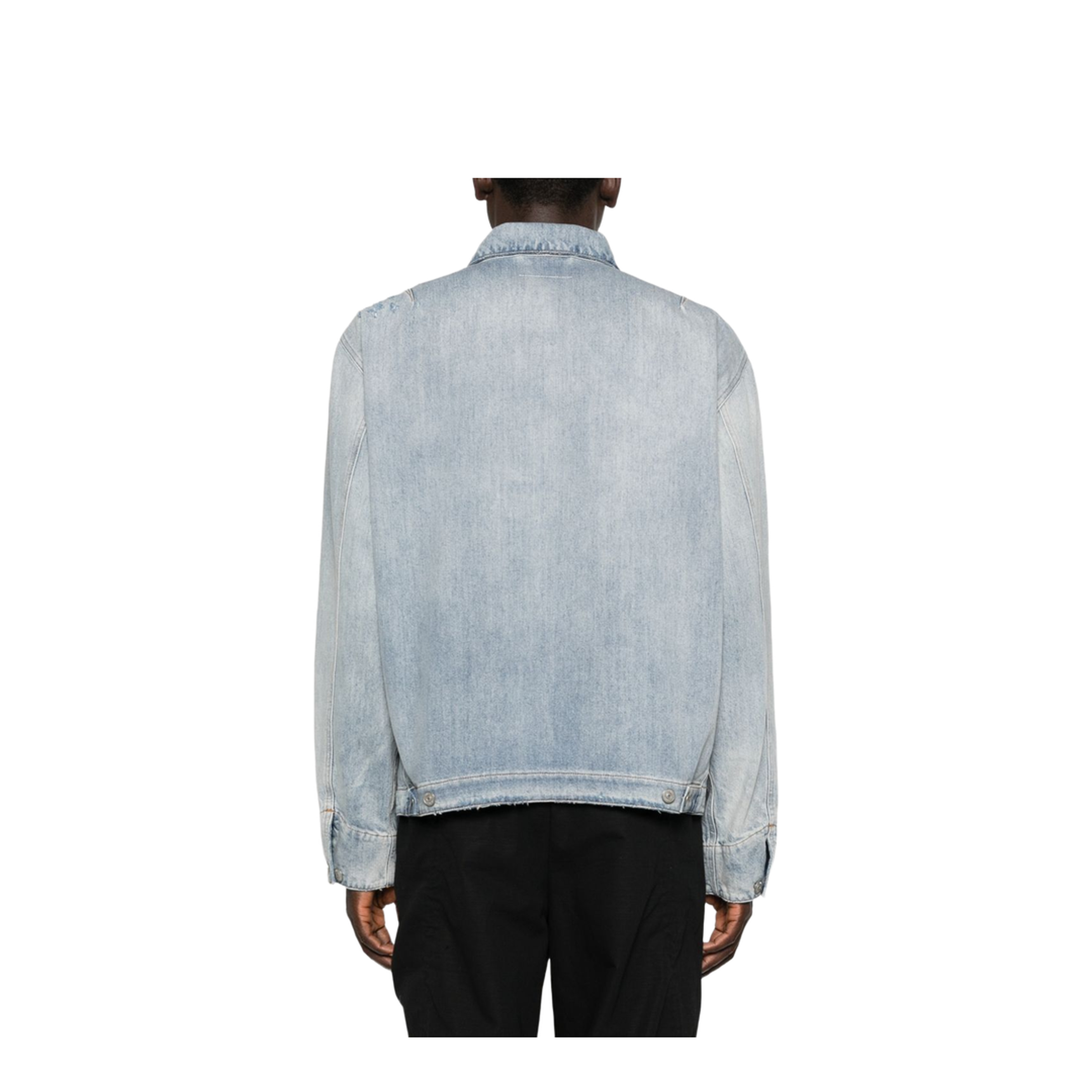 Washed Blue Zip-Up Denim Jacket
