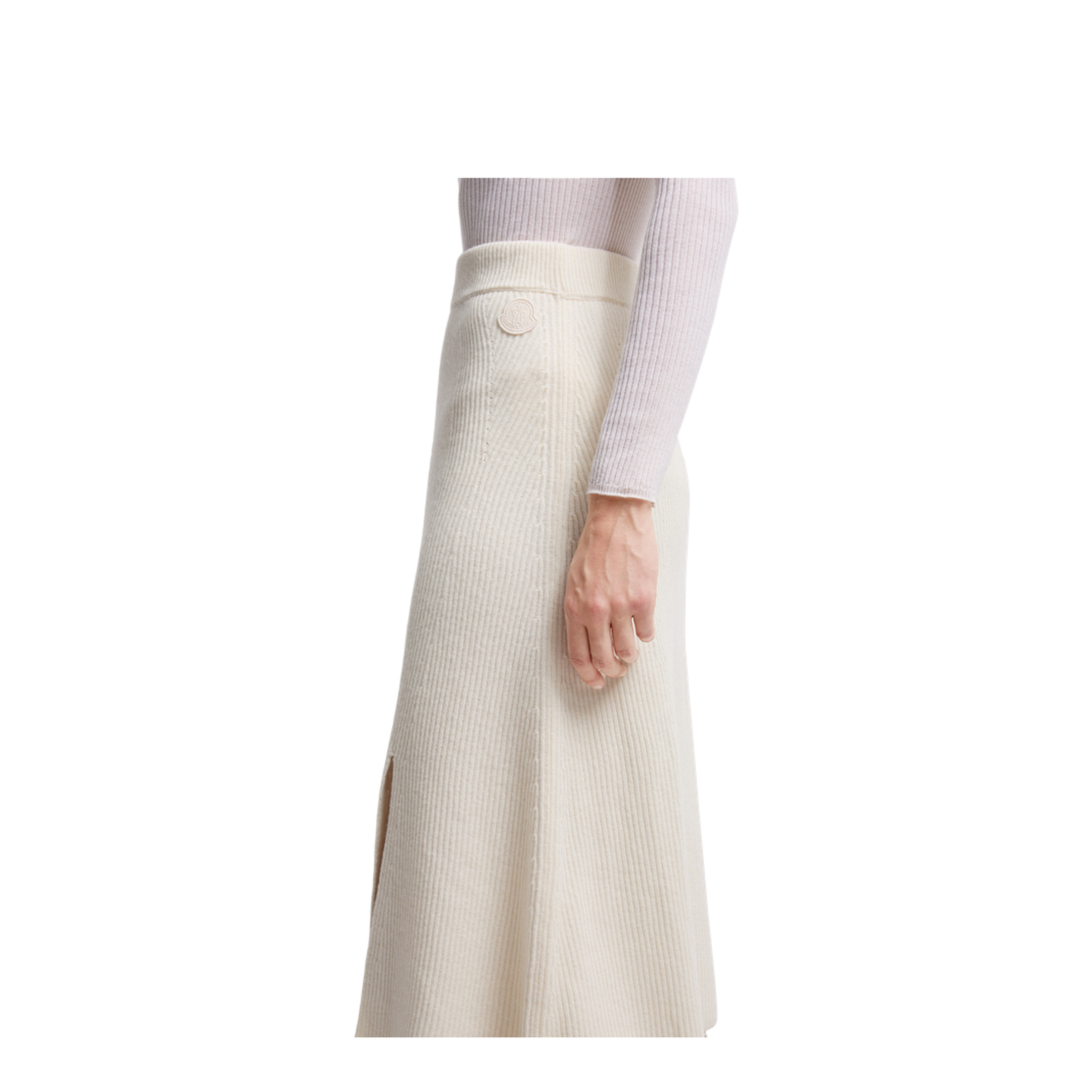 White Wool & Cashmere Midi Skirt