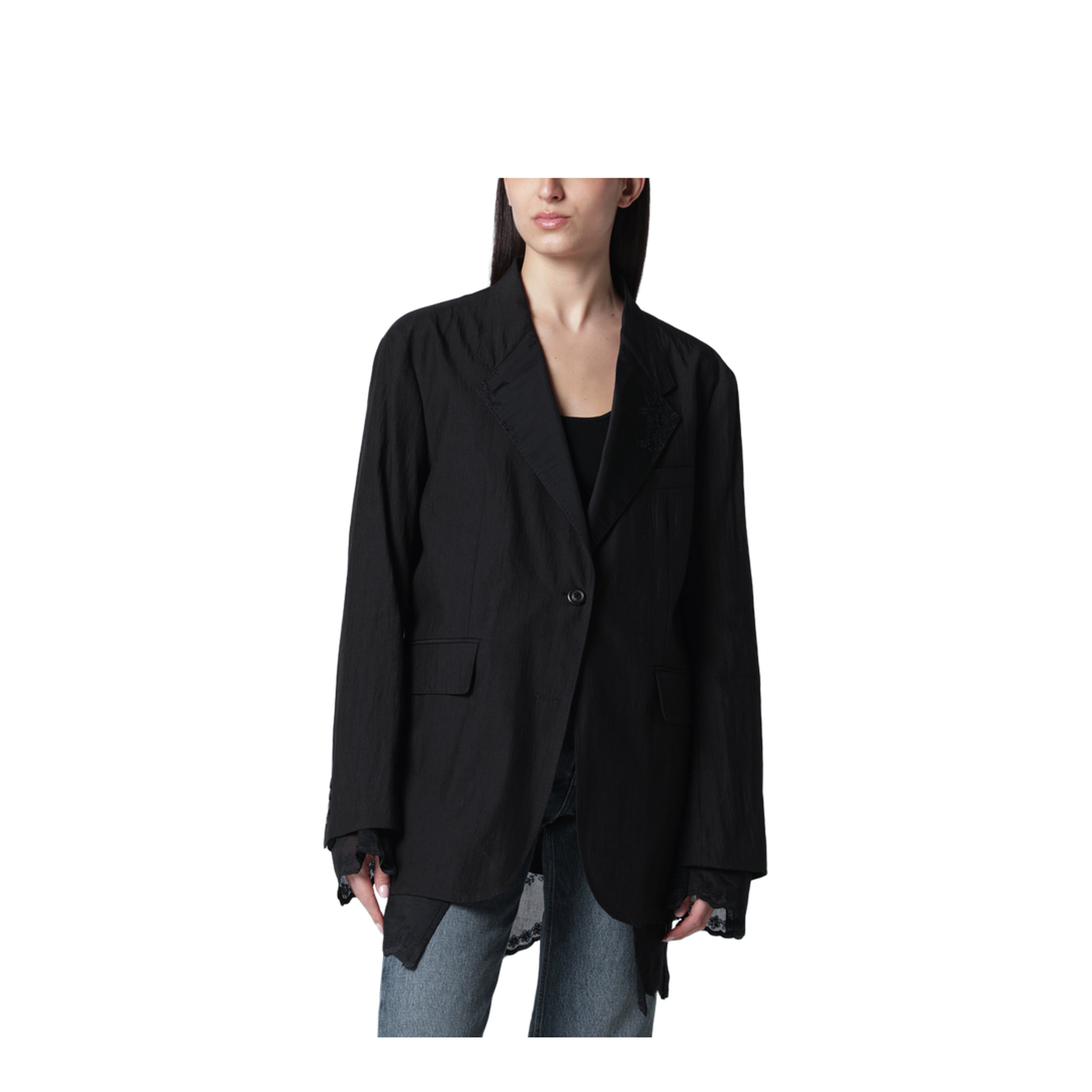 Reversible Drip Blazer in Soot Black Techflax