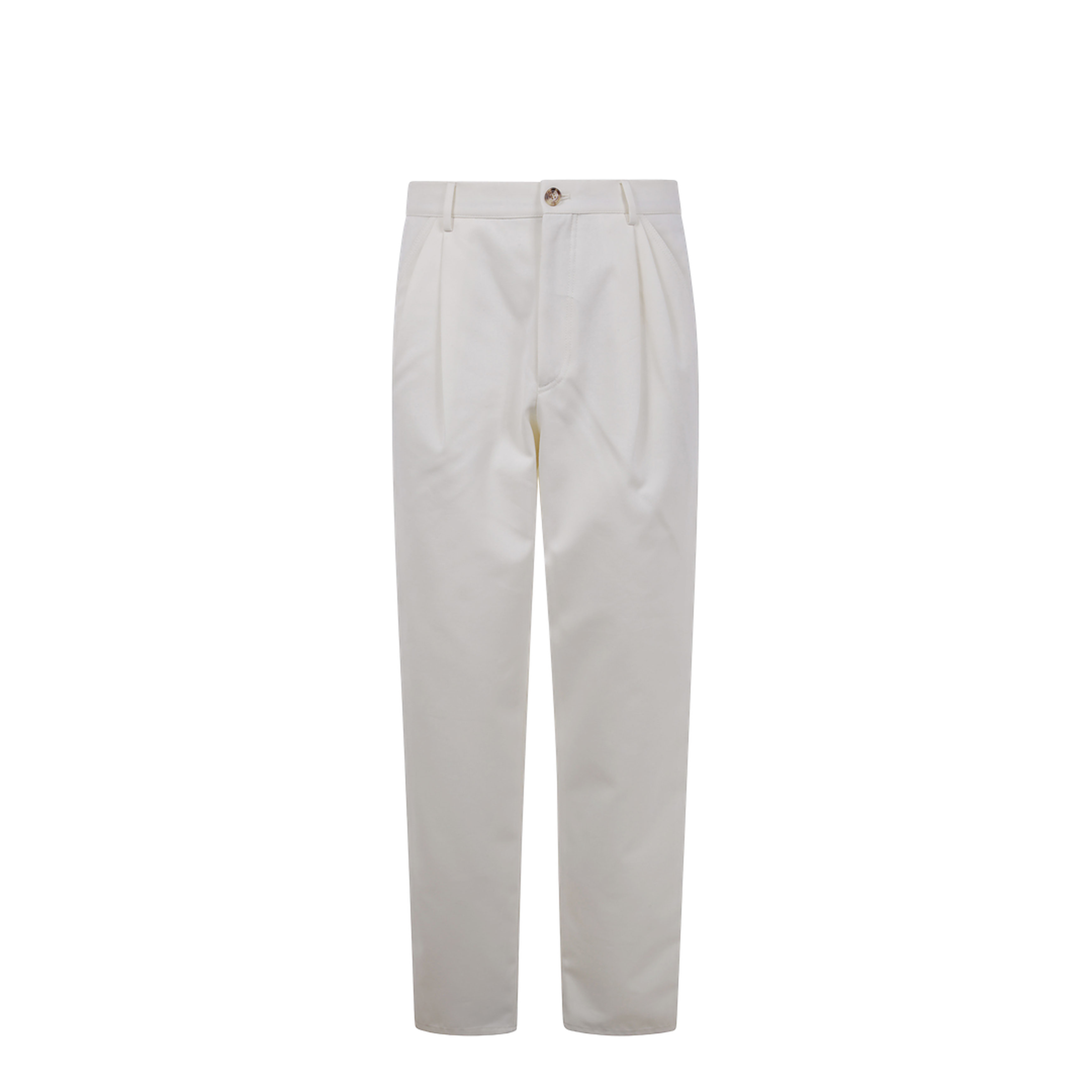 DOUBLE PIENCES CHINO TROUSERS WHITE