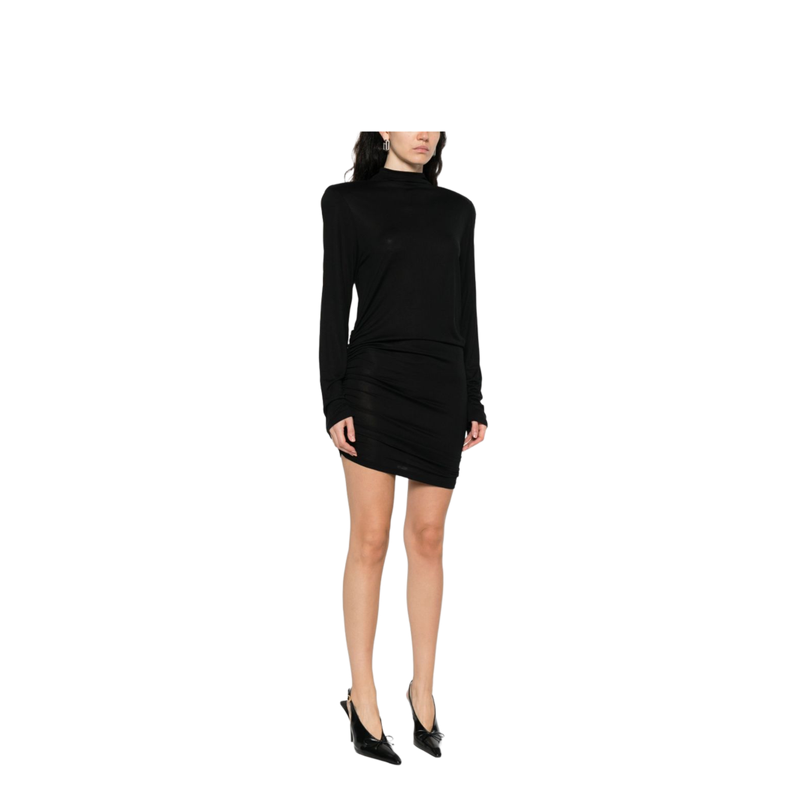 Draped Turtleneck Dress