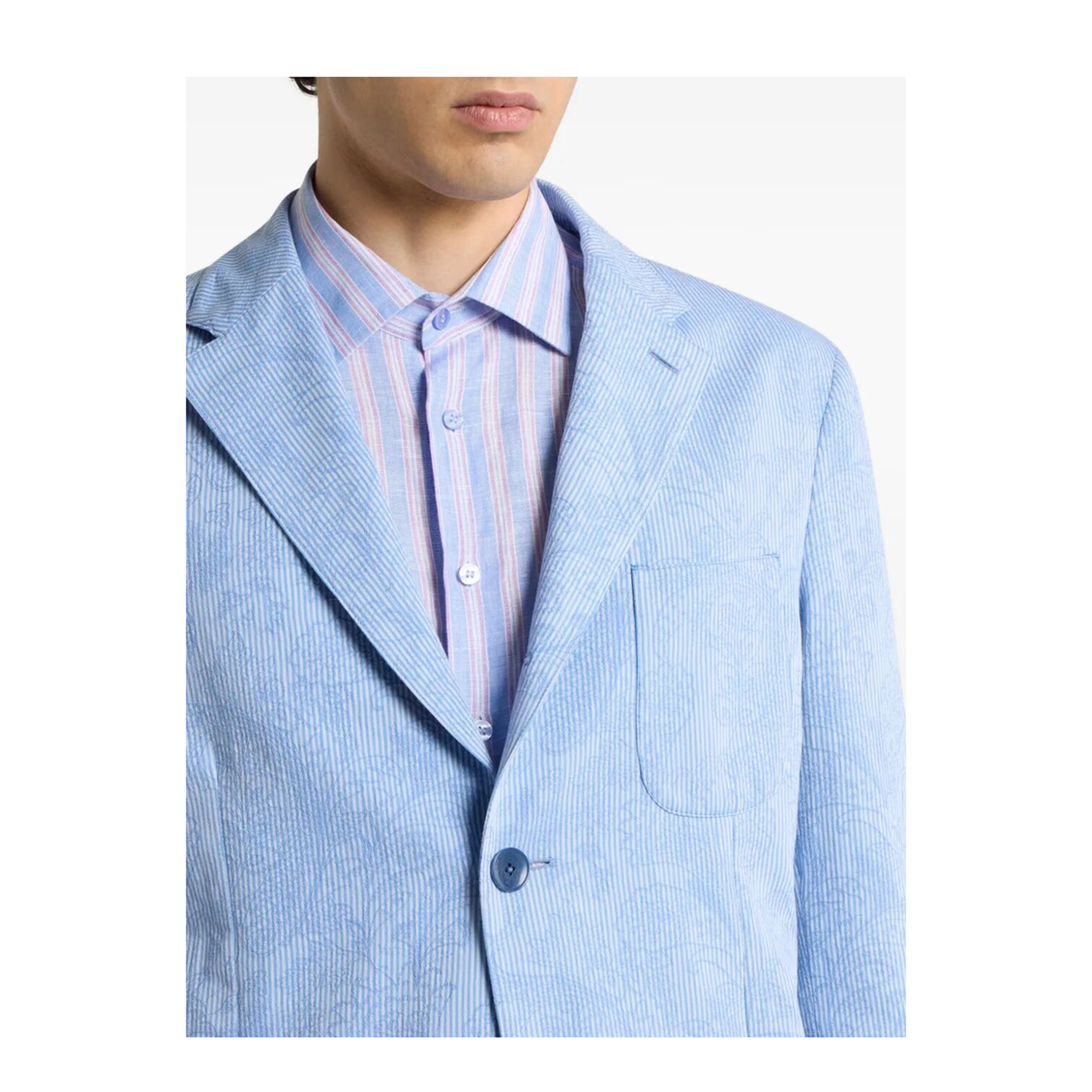 MAYFEYR - Etro - Single-Breasted Striped Cotton Jacket With Floral Paisley Motif - MRCA007099TJ5E3