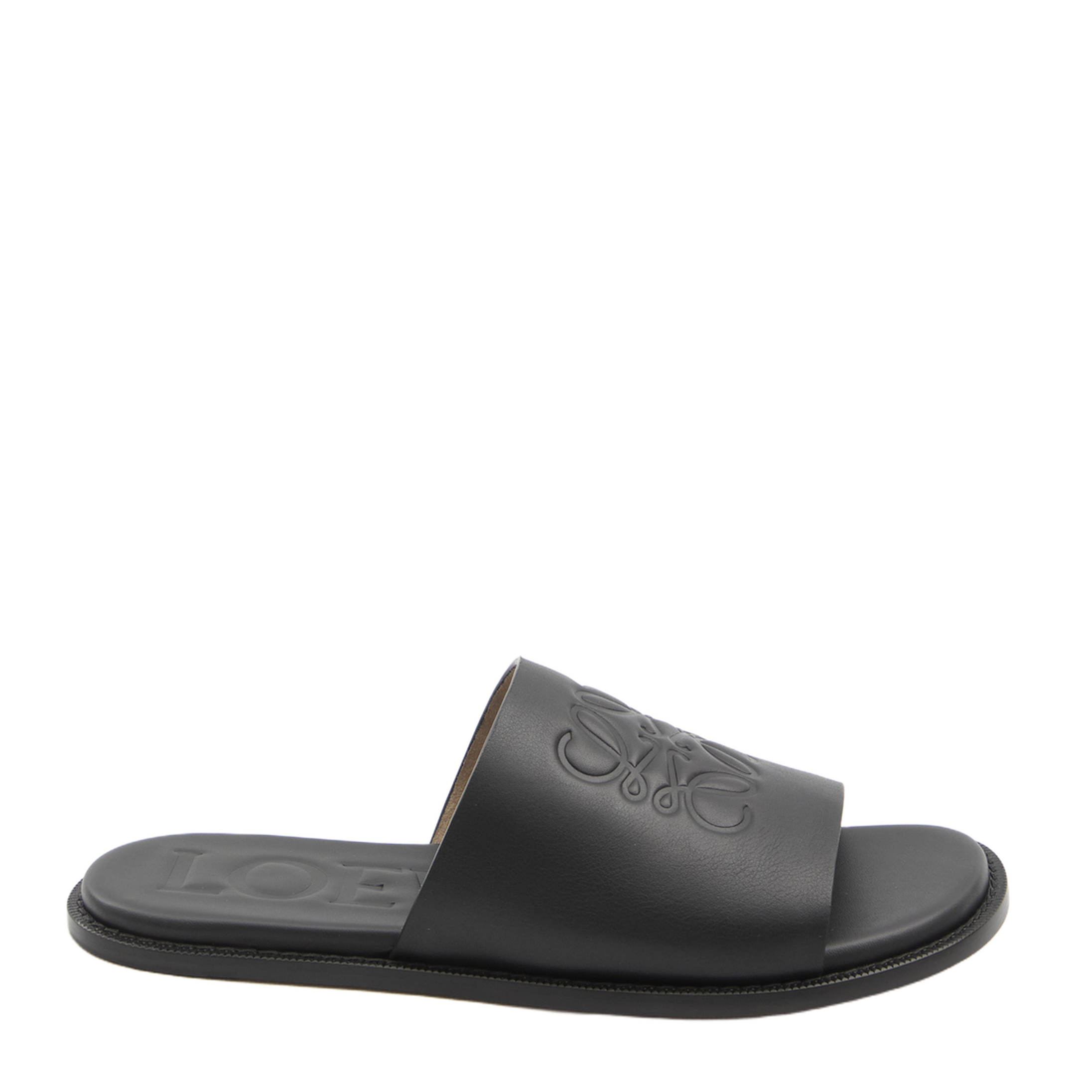 Flex Anagram Slide in Soft Calfskin Black