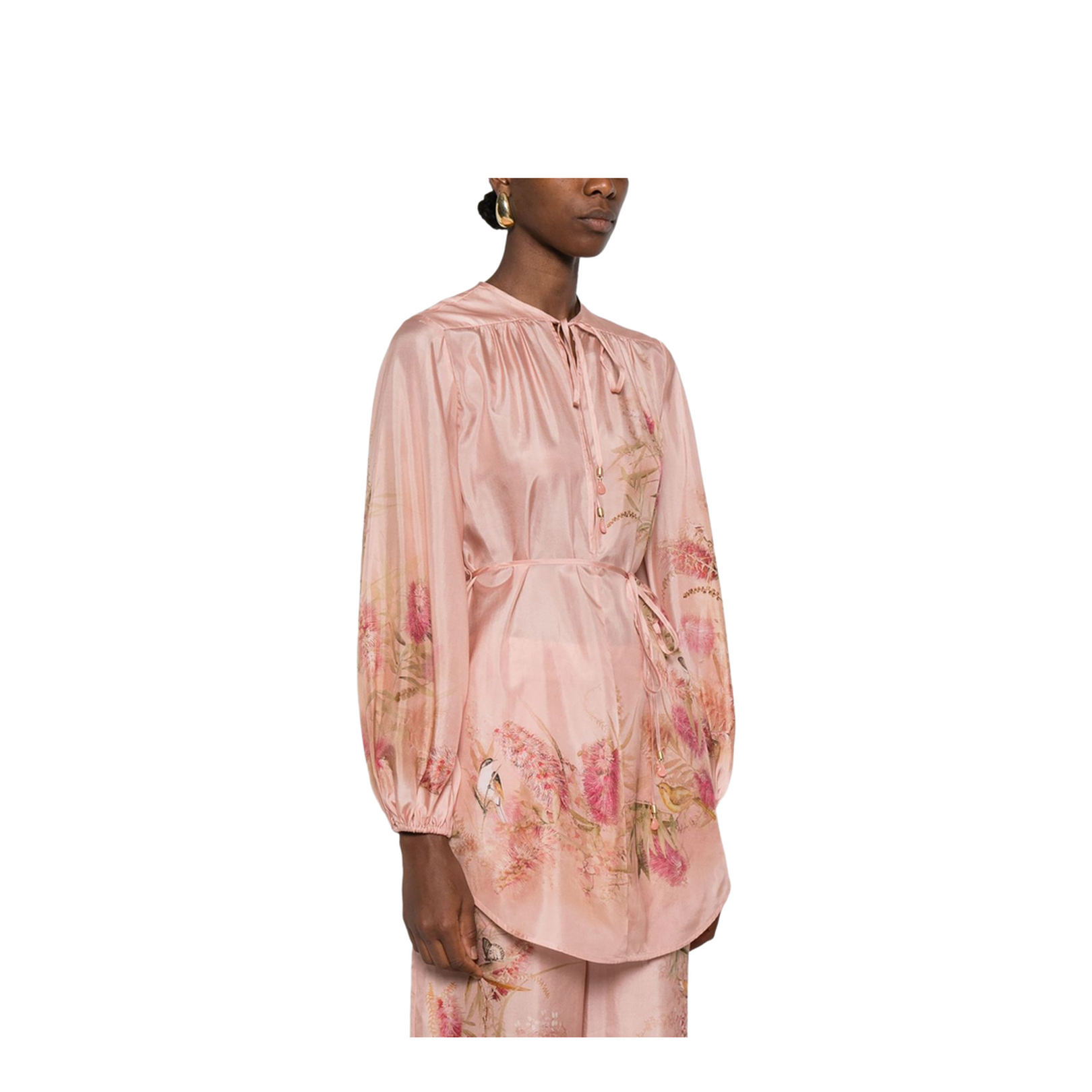 Cascadian Printed Silk Top in Pink