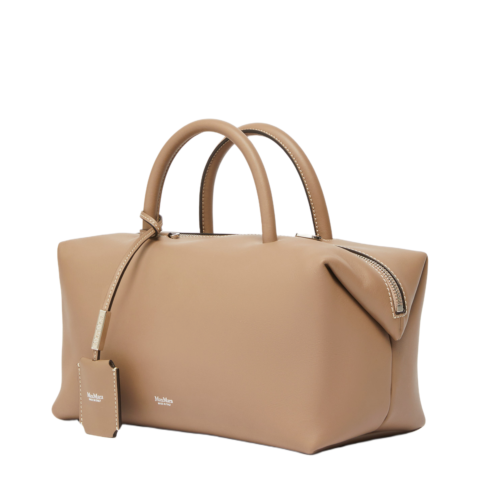 Medium Natural Leather Bowler Bag