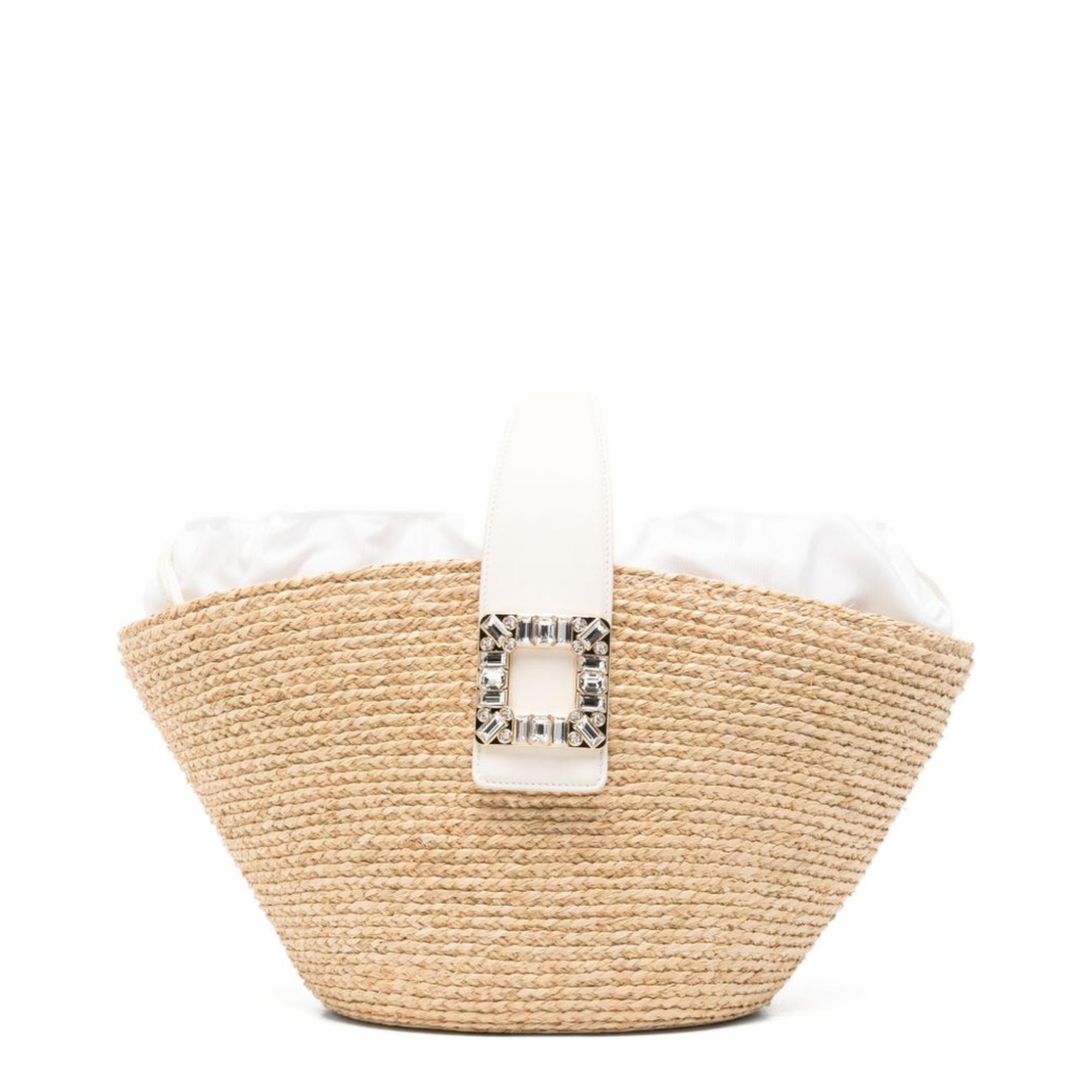 Viv' Skate Raffia Shopping Bag - Natural / White