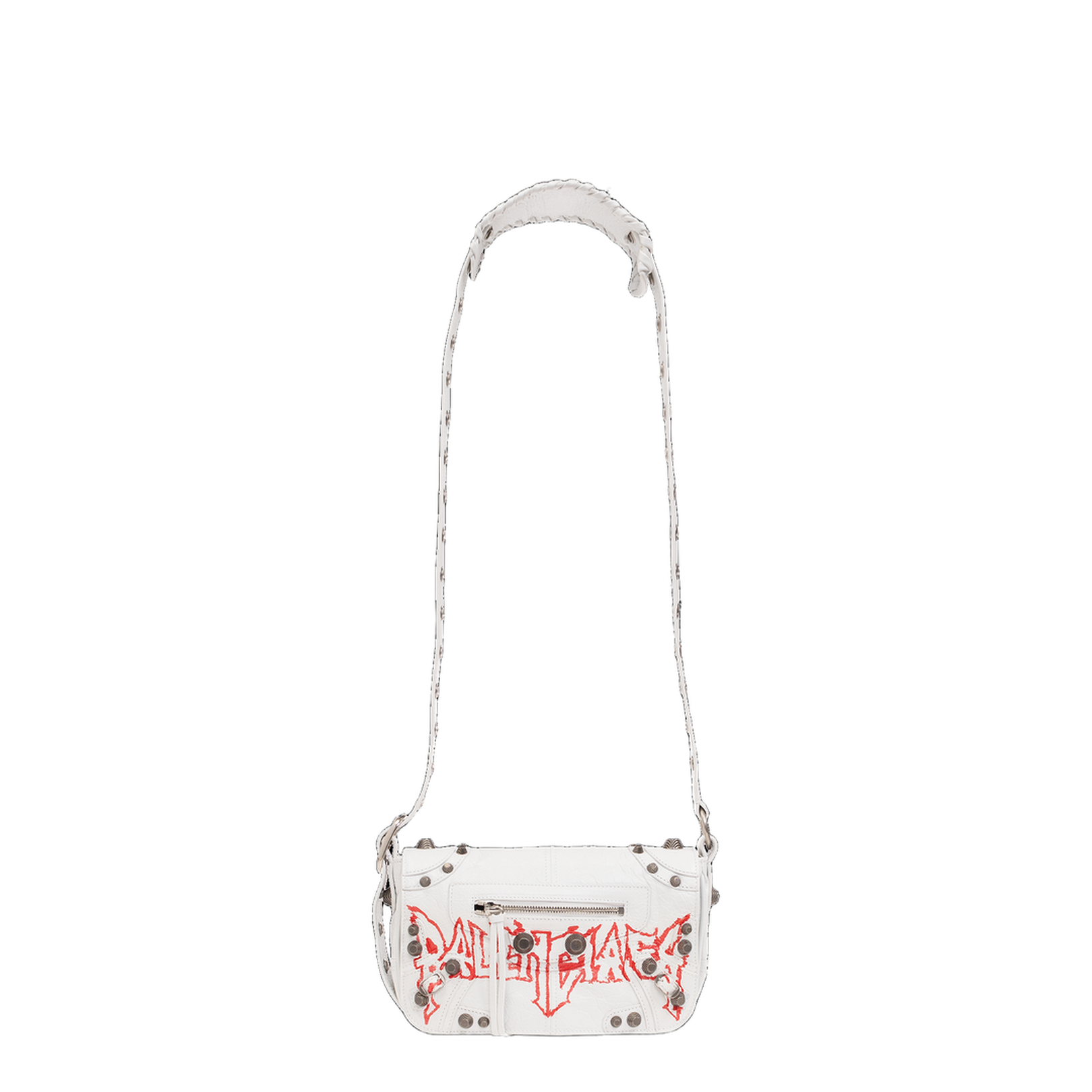 White Leather Cagole XS DIY Metal Crossbody Bag